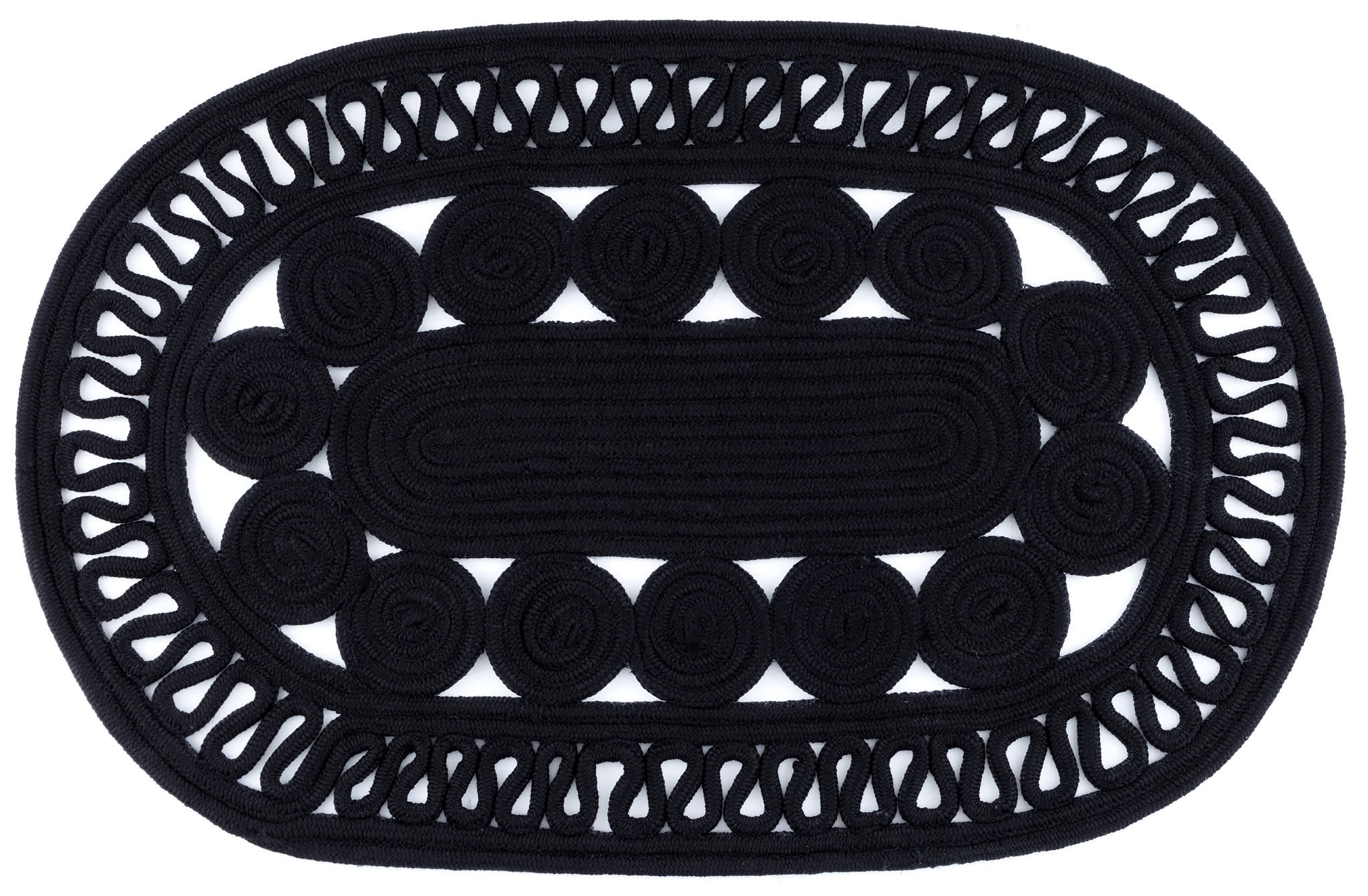 Audrey Handwoven Indoor/Outdoor Oval Rug | Black
