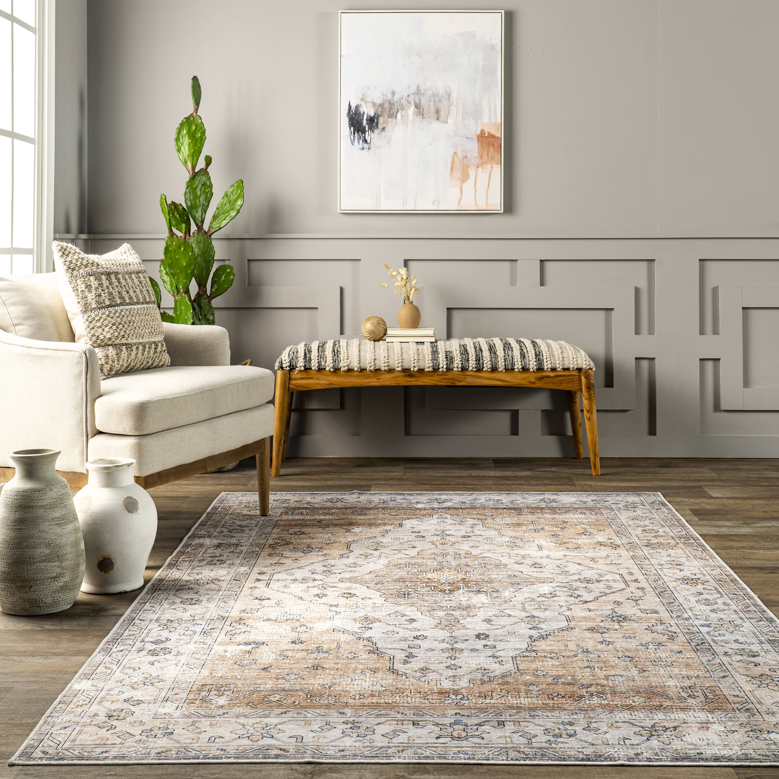 Audrey Spill Proof Washable Rug | Light Orange - Image 4