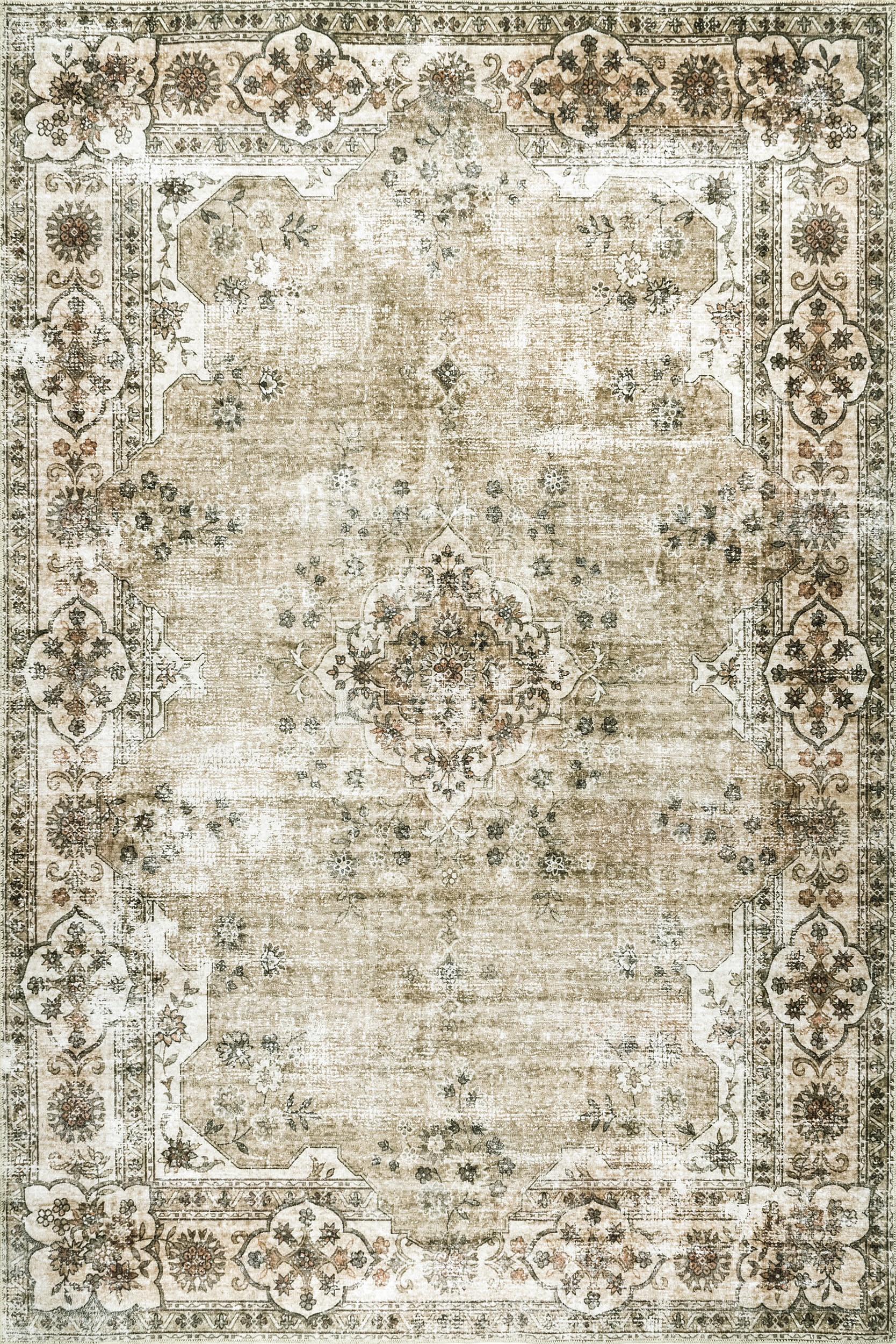 Audrina Persian Washable Rug | Beige