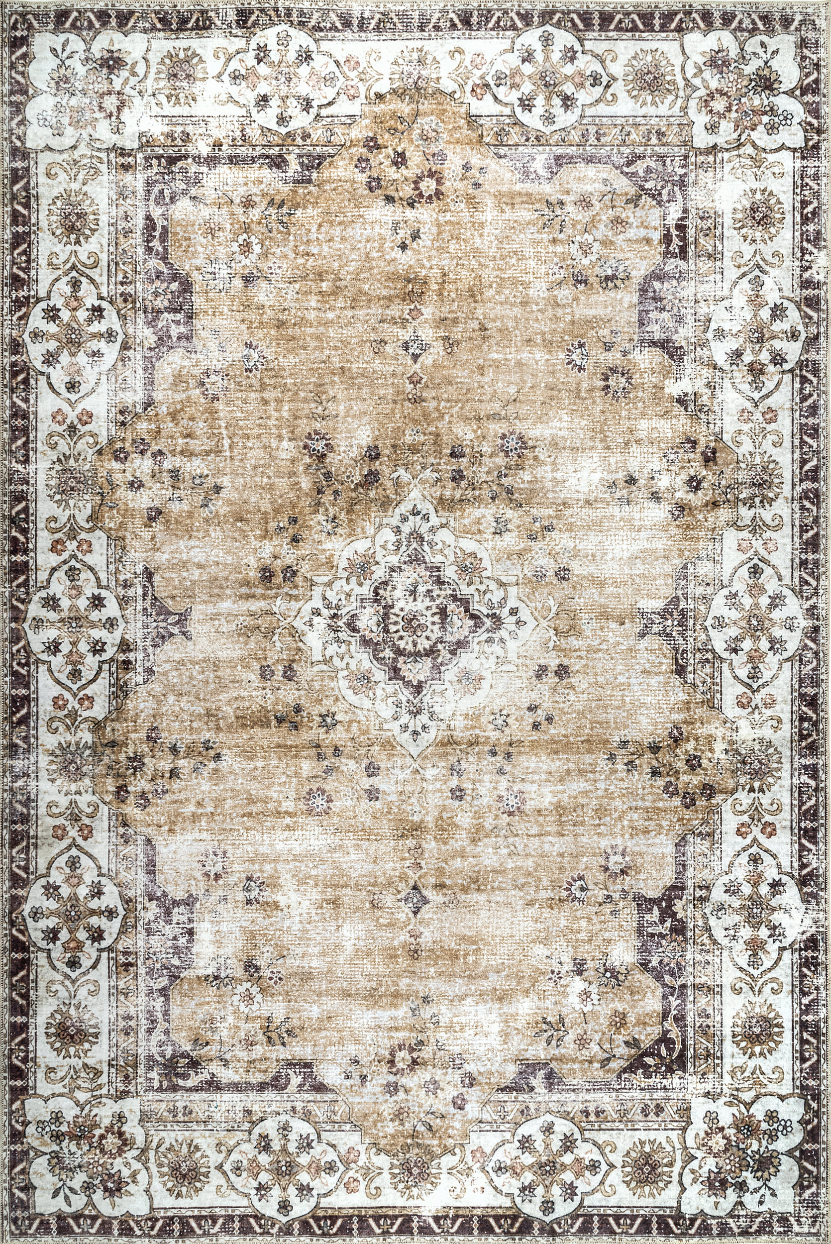 Audrina Persian Washable Rug | Light Orange