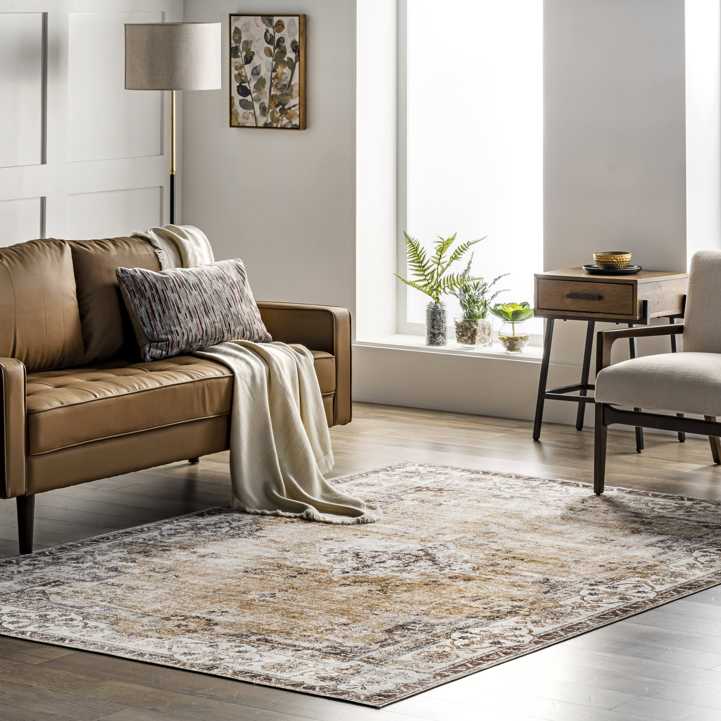 Audrina Persian Washable Rug | Light Orange - Image 2