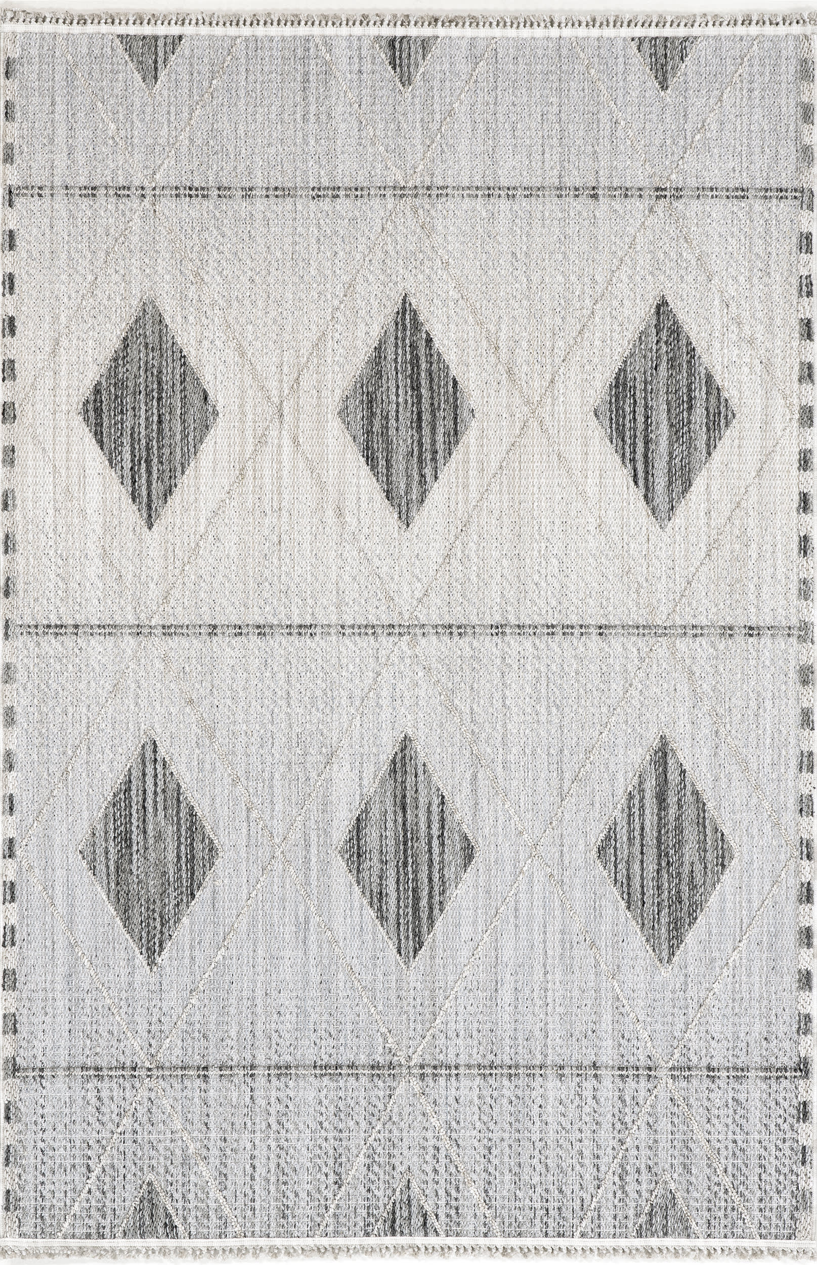 Aurelia Raised Diamond Rug | Light Grey