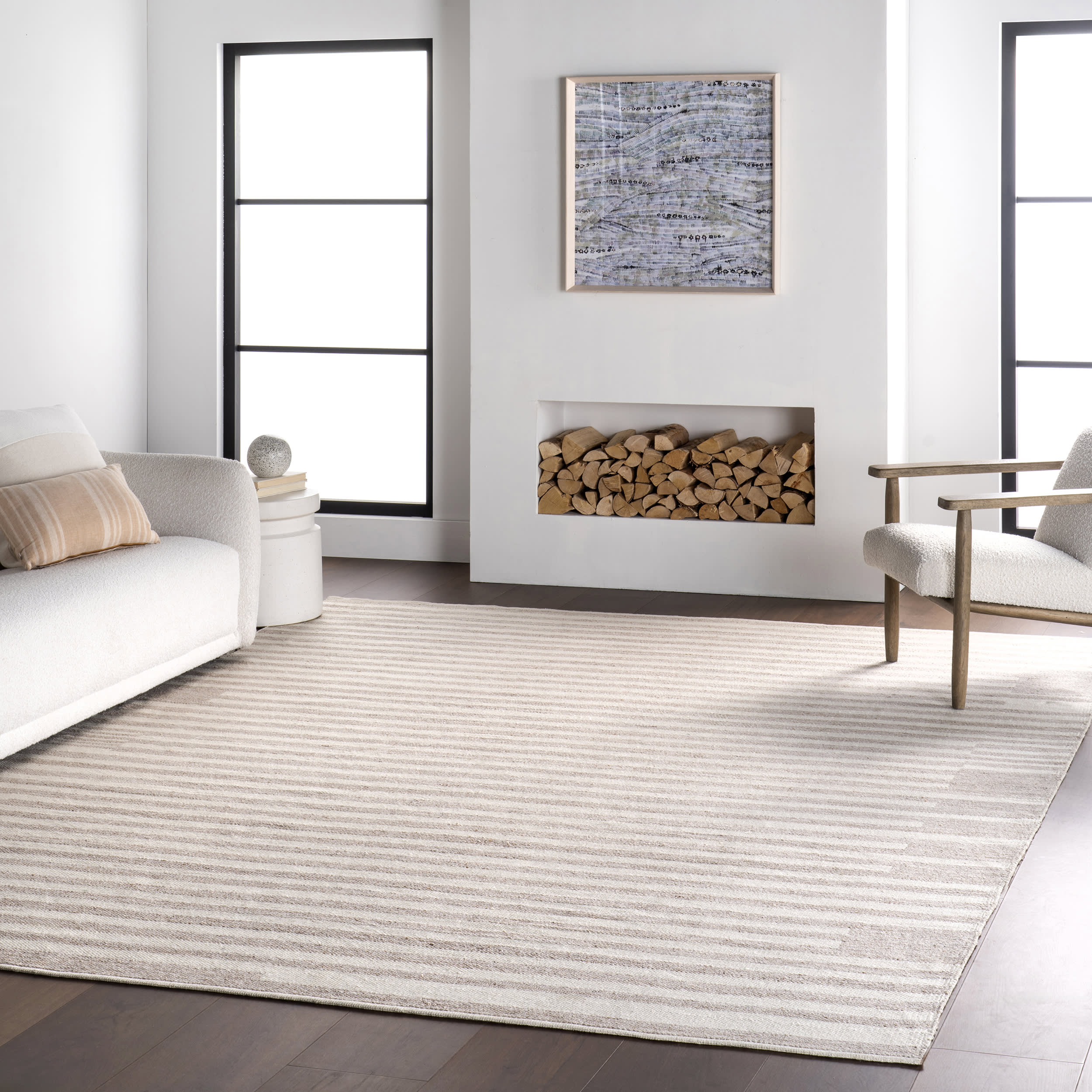 Auriel Stiped Indoor/Outdoor Rug | Beige - Image 2