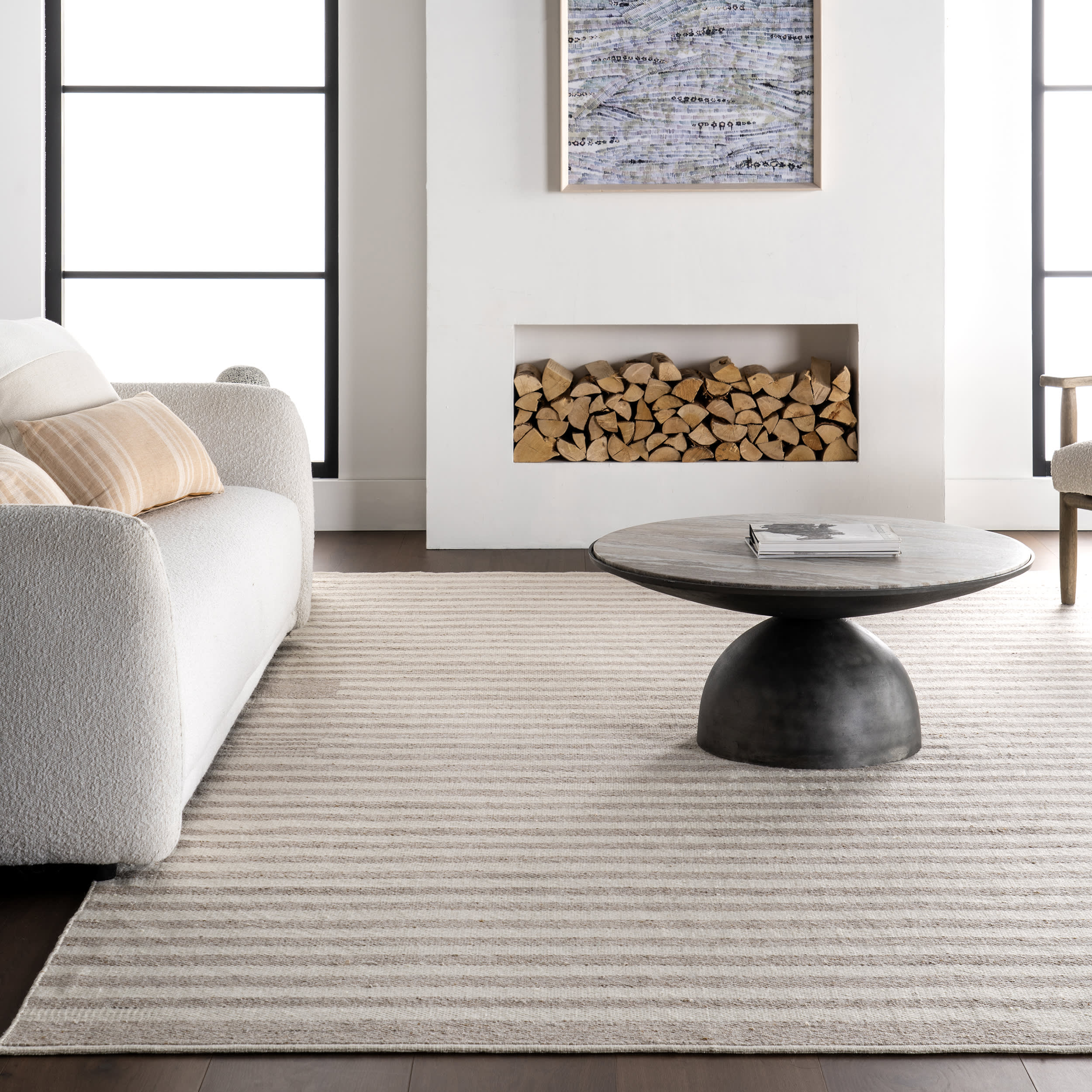 Auriel Stiped Indoor/Outdoor Rug | Beige - Image 5