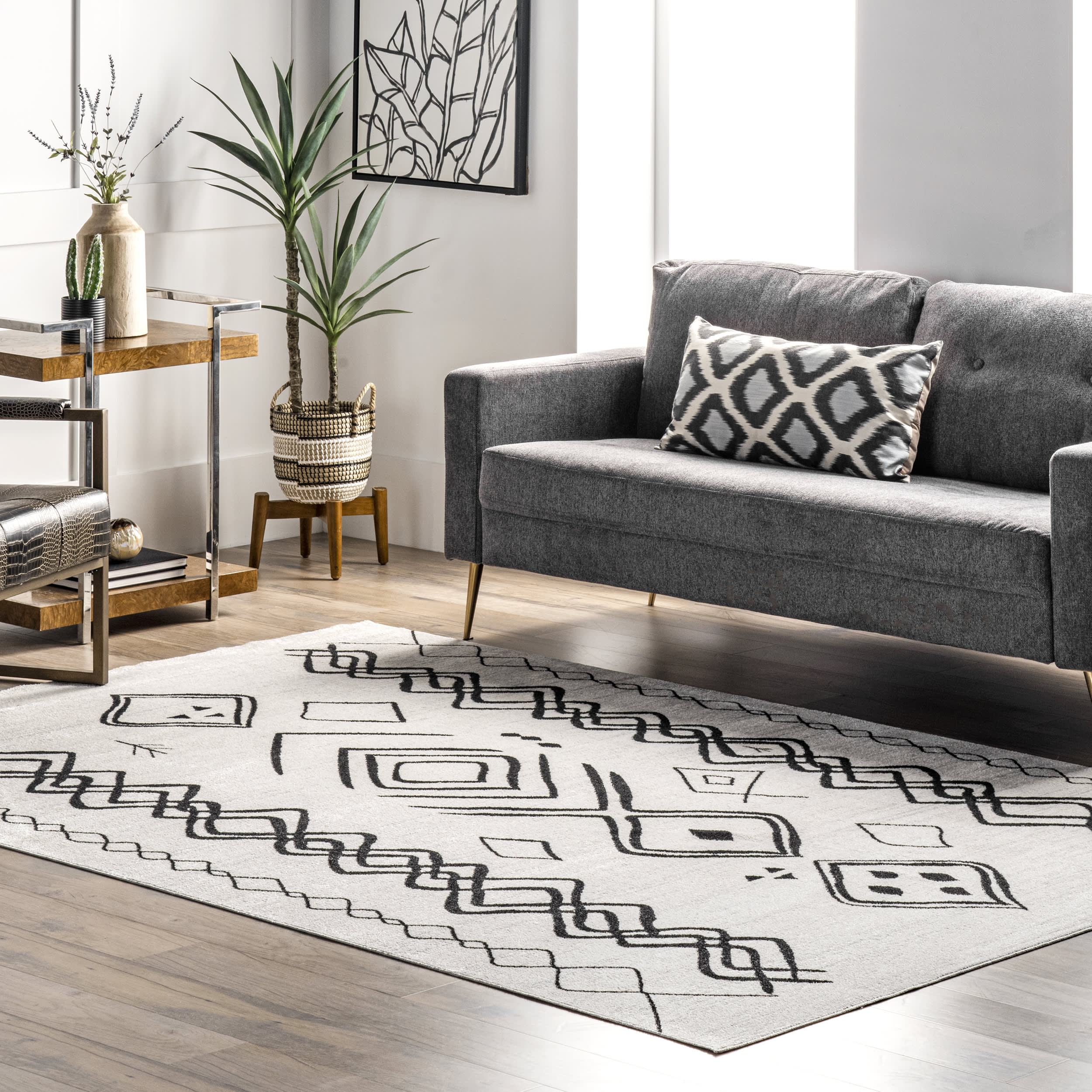 Avani Mural Washable Rug | Grey - Image 2