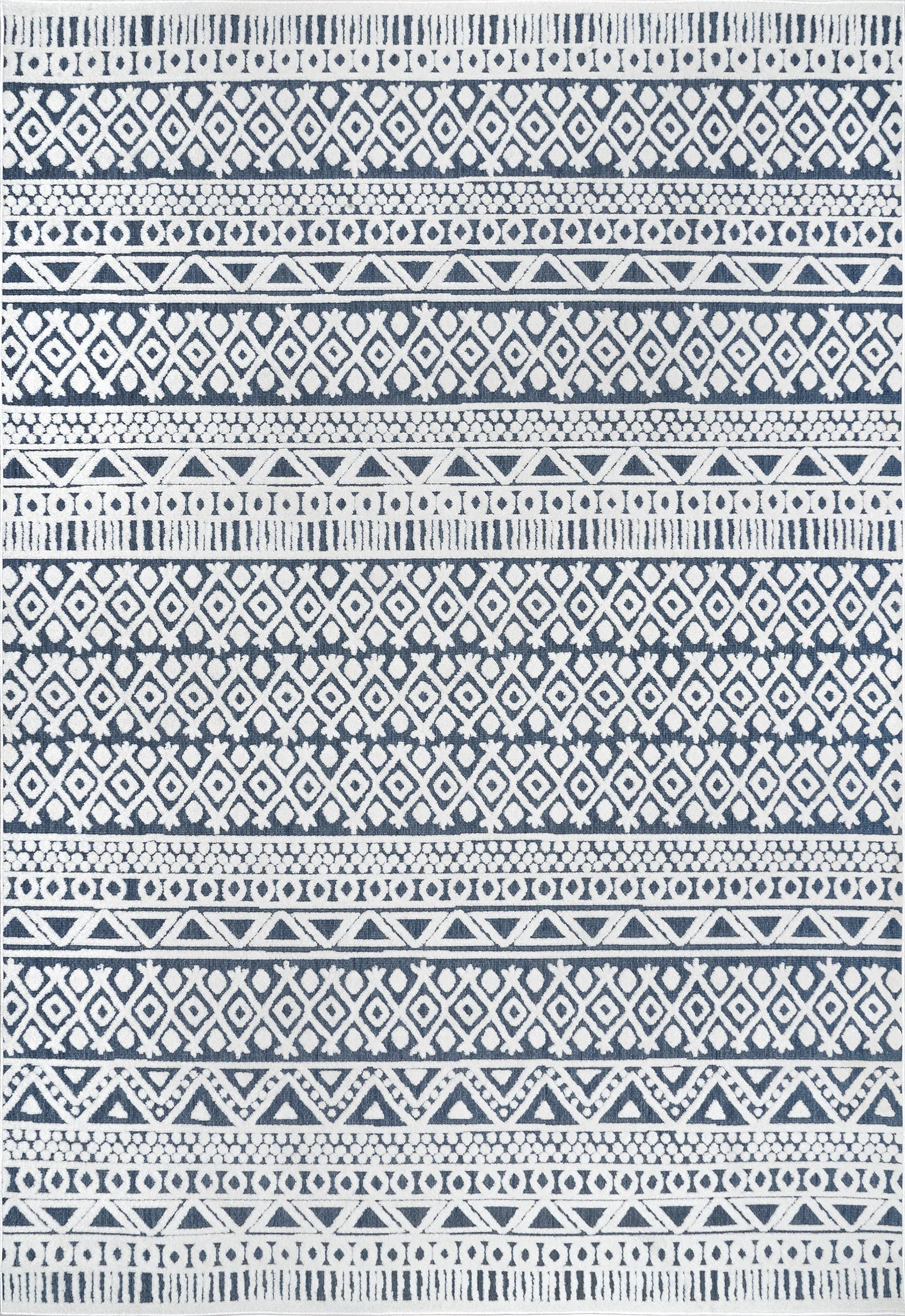 Avery Banded Textured Indoor/Outdoor Rug | Blue