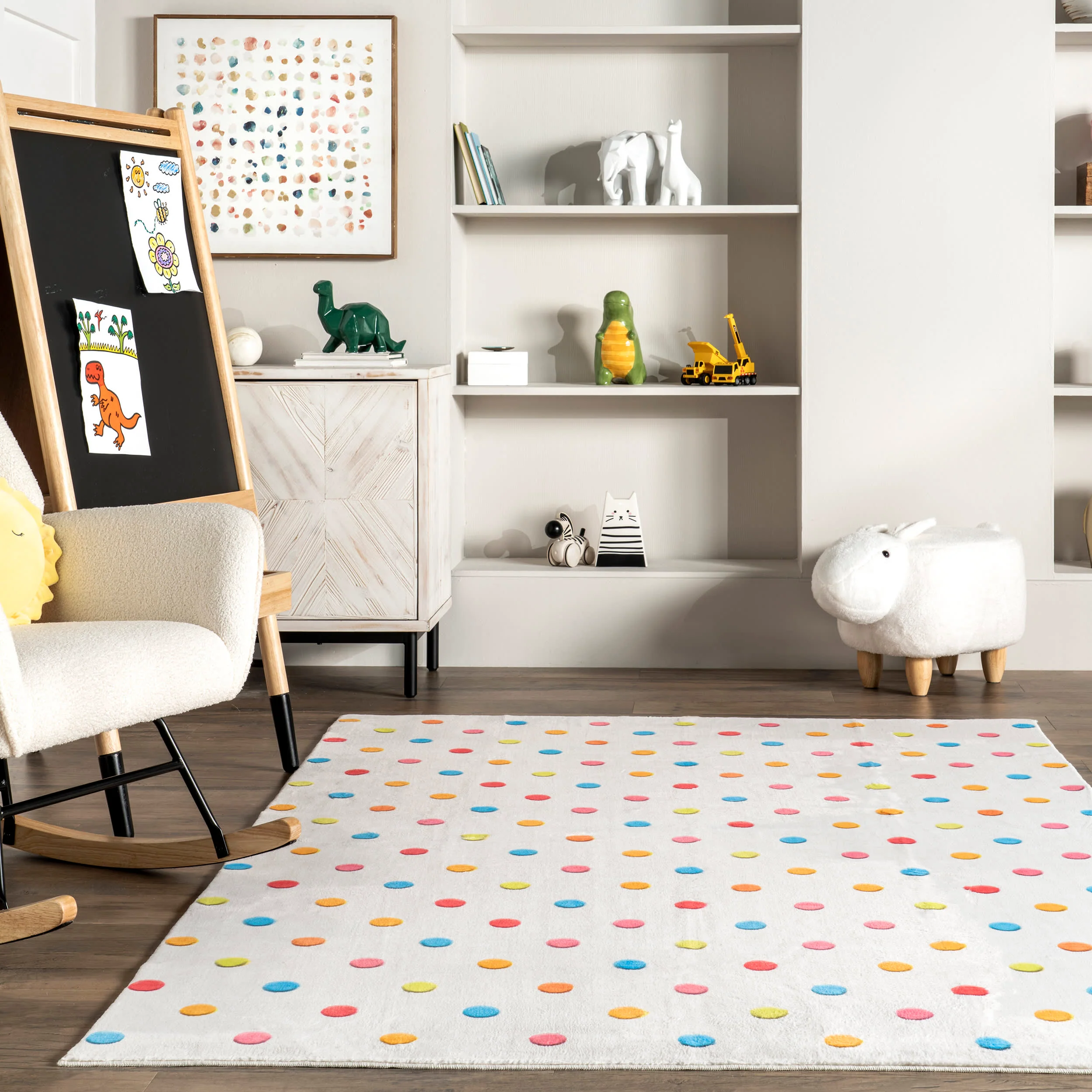 Aviva Kids Washable Dotted Rug | Multicolor - Image 4