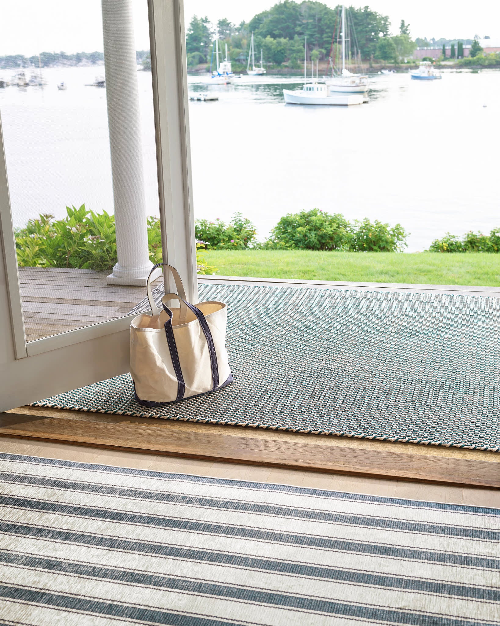 Two-Tone Rope Handwoven Indoor/Outdoor Rug | Navy/Ivory - Image 2