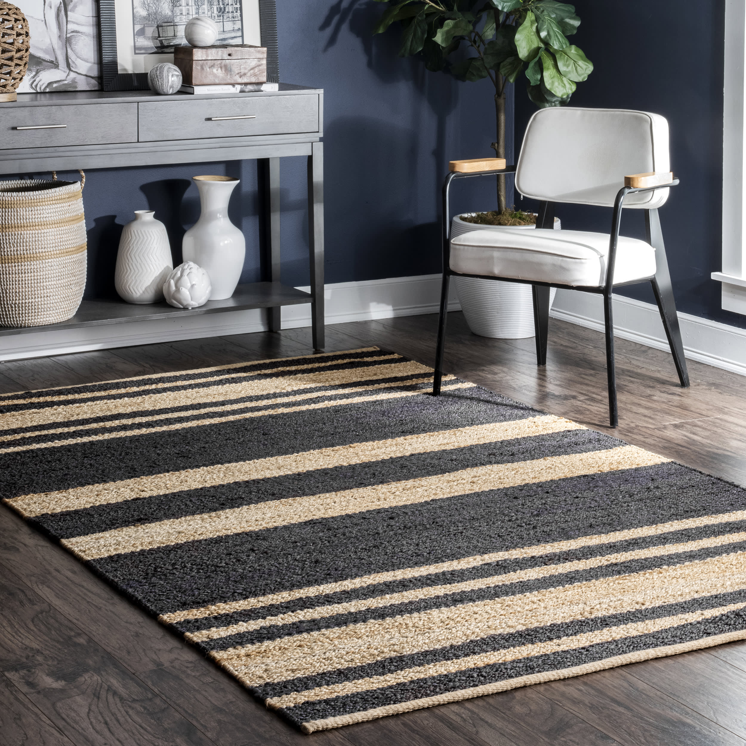 Awning Stripes Rug | Charcoal - Image 2