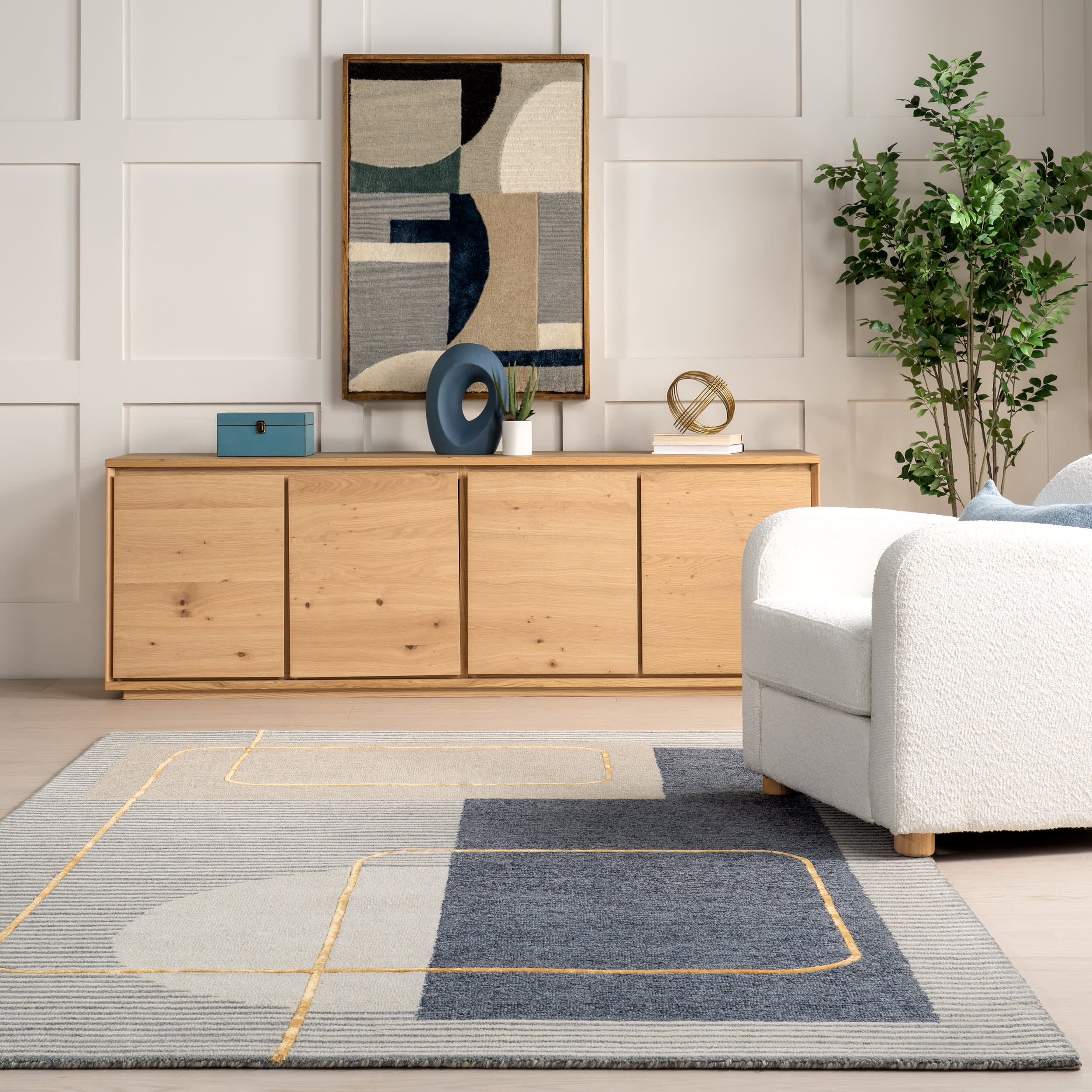 Ayla Abstract Striped Rug | Blue - Image 4