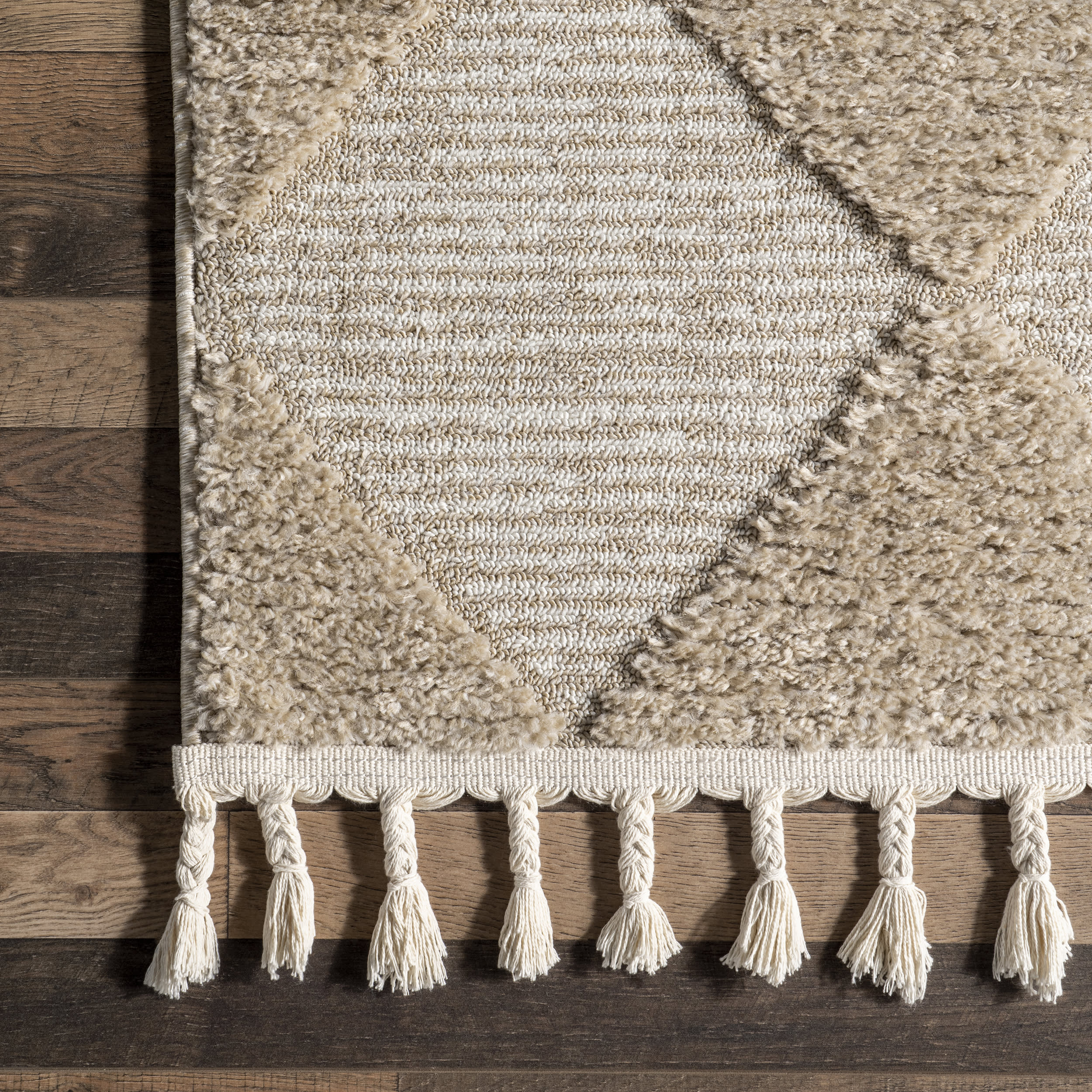 Aylin Diamond Tasseled Rug | Beige - Image 3