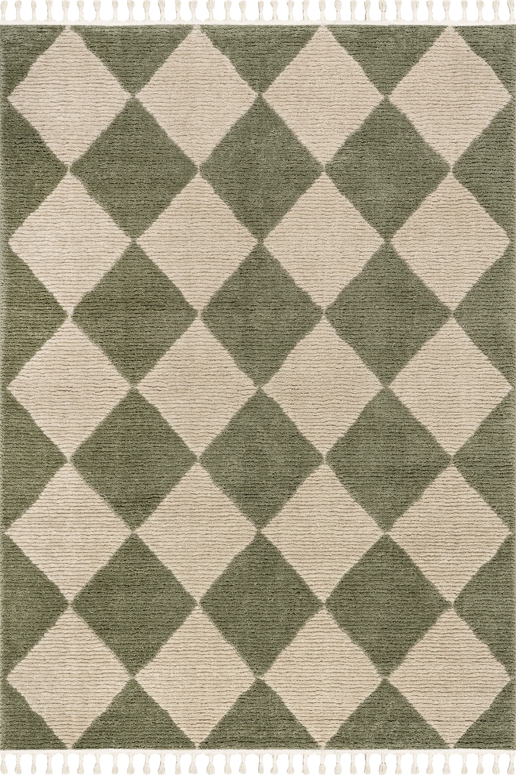 Aylin Diamond Tasseled Rug | Green