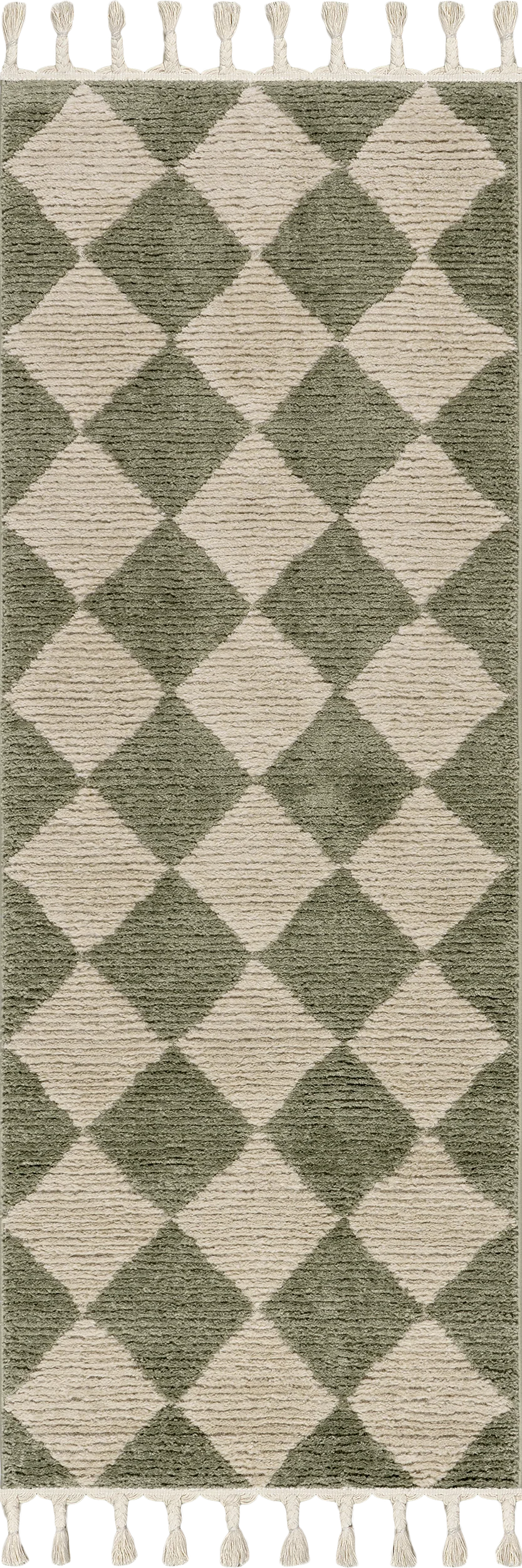 Aylin Diamond Tasseled Rug | Green