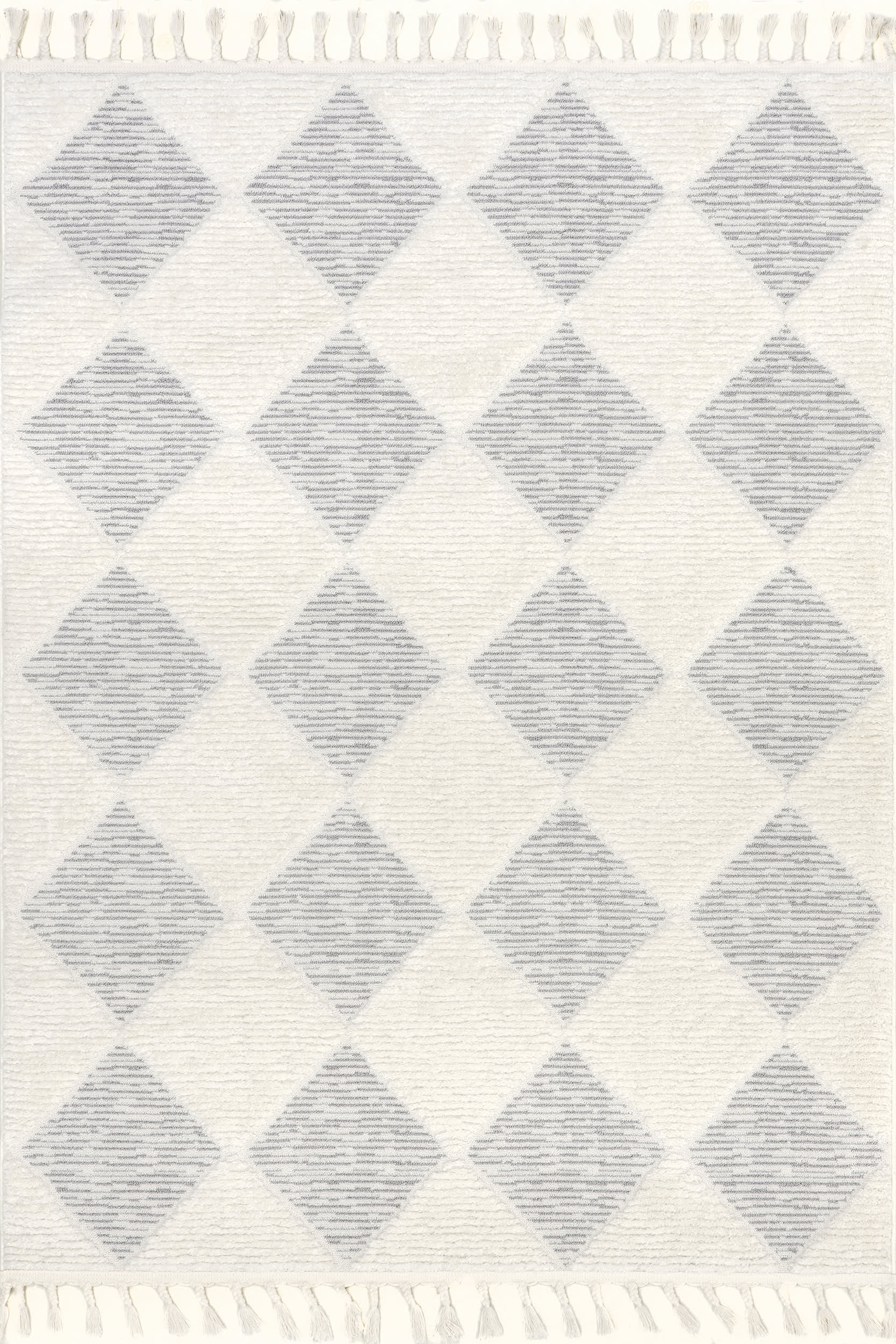 Aylin Diamond Tasseled Rug | Off White