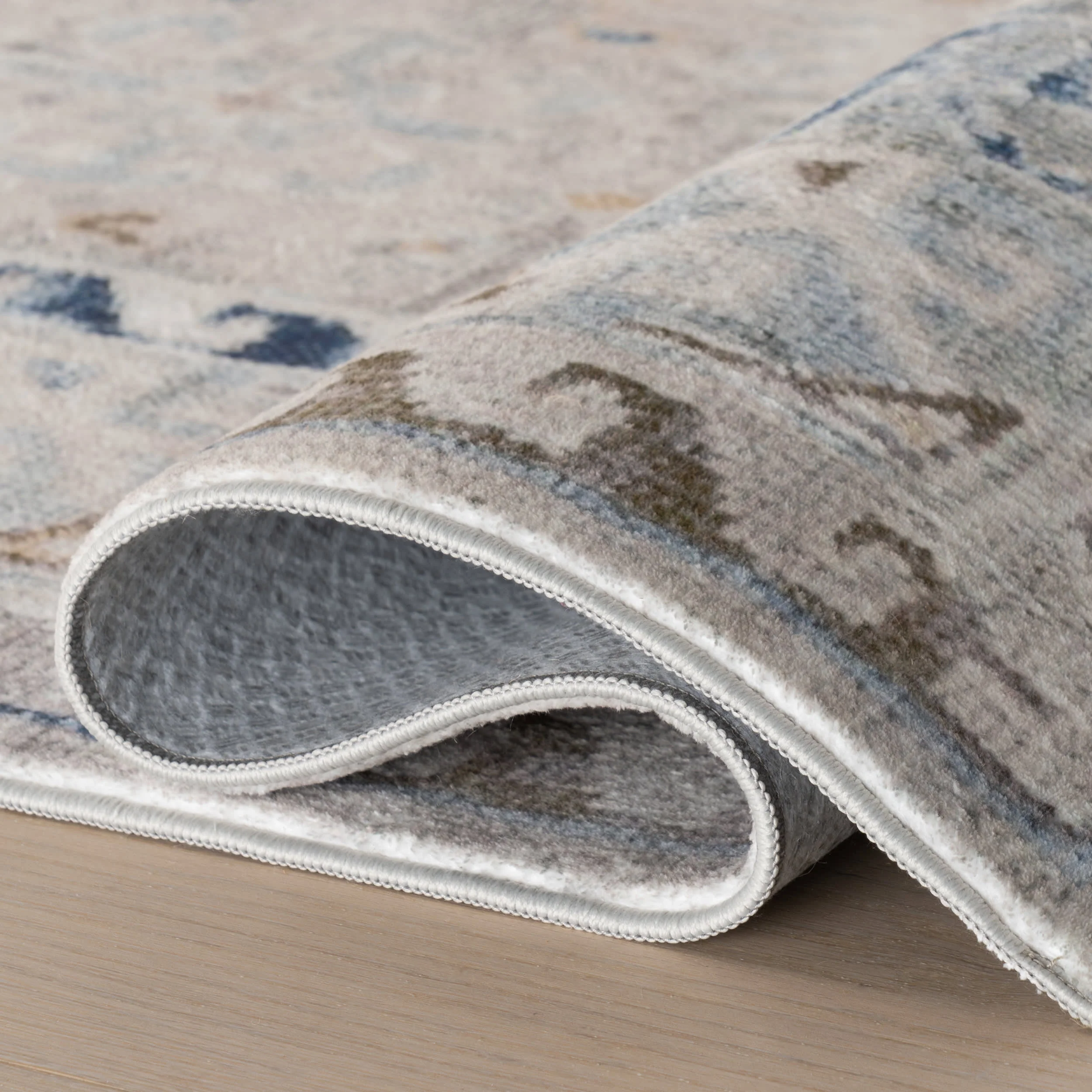 Aza Bordered Medallion Washable Rug | Blue - Image 7