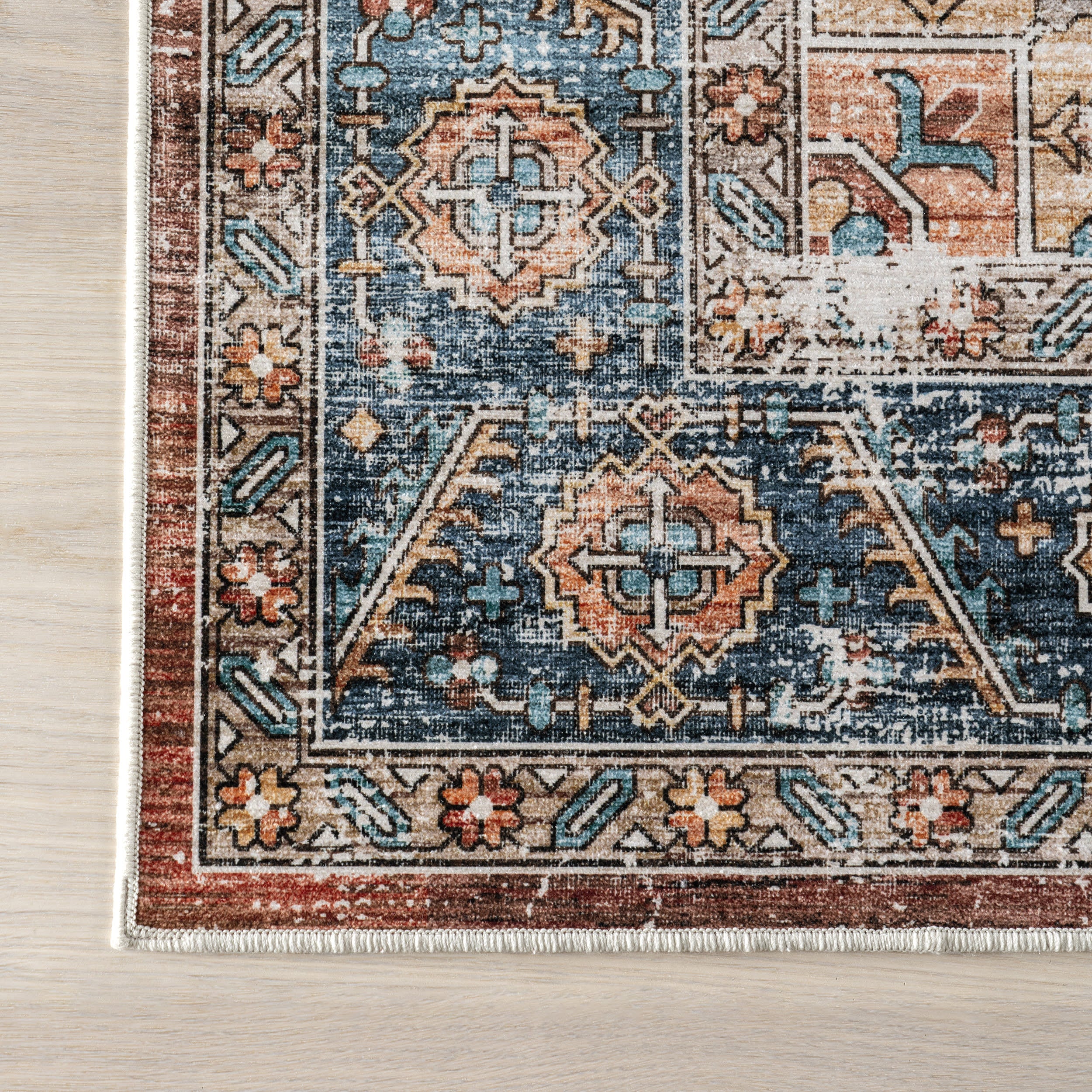 Azaria Medallion Spill Proof Washable Rug | Rust - Image 4