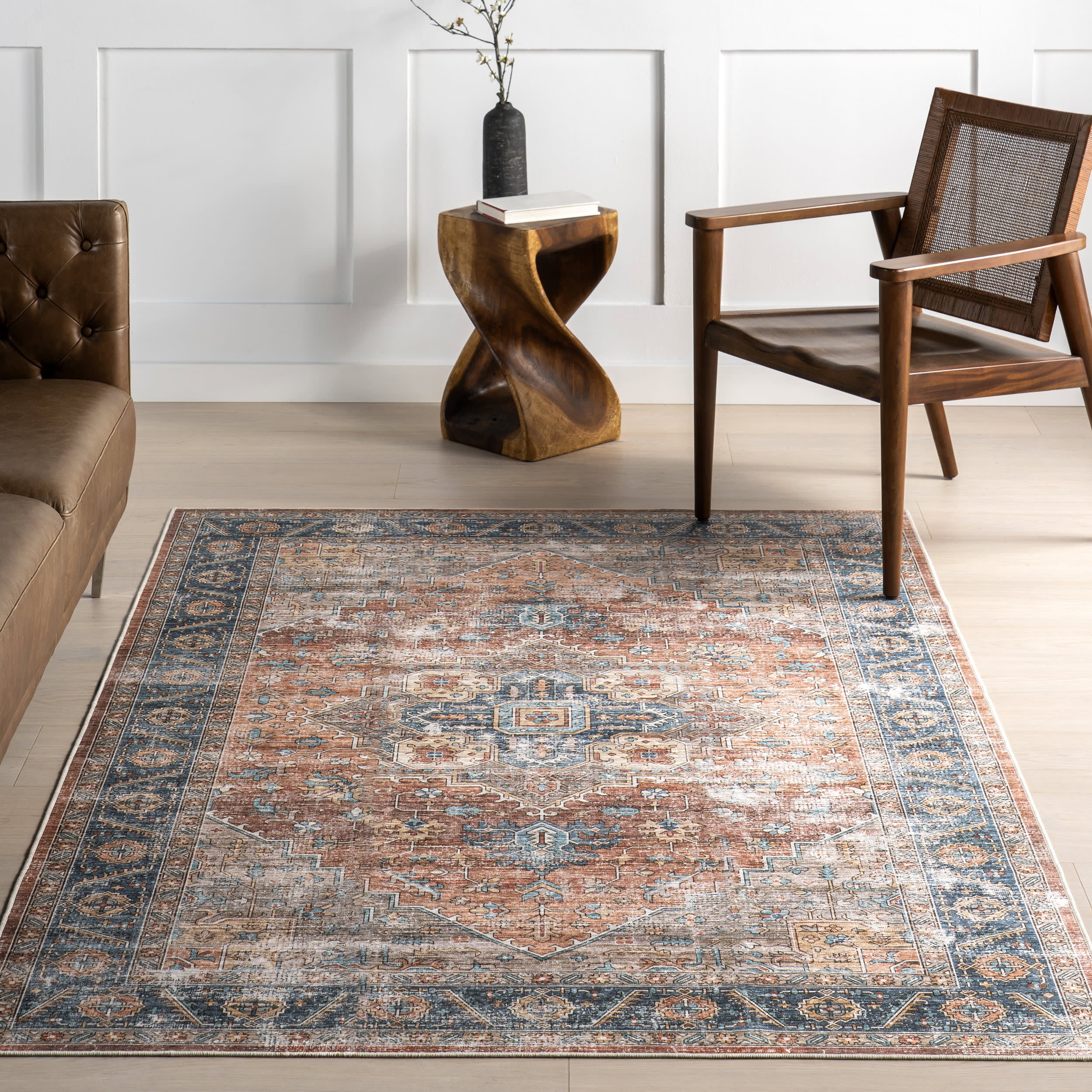 Azaria Medallion Spill Proof Washable Rug | Rust - Image 5