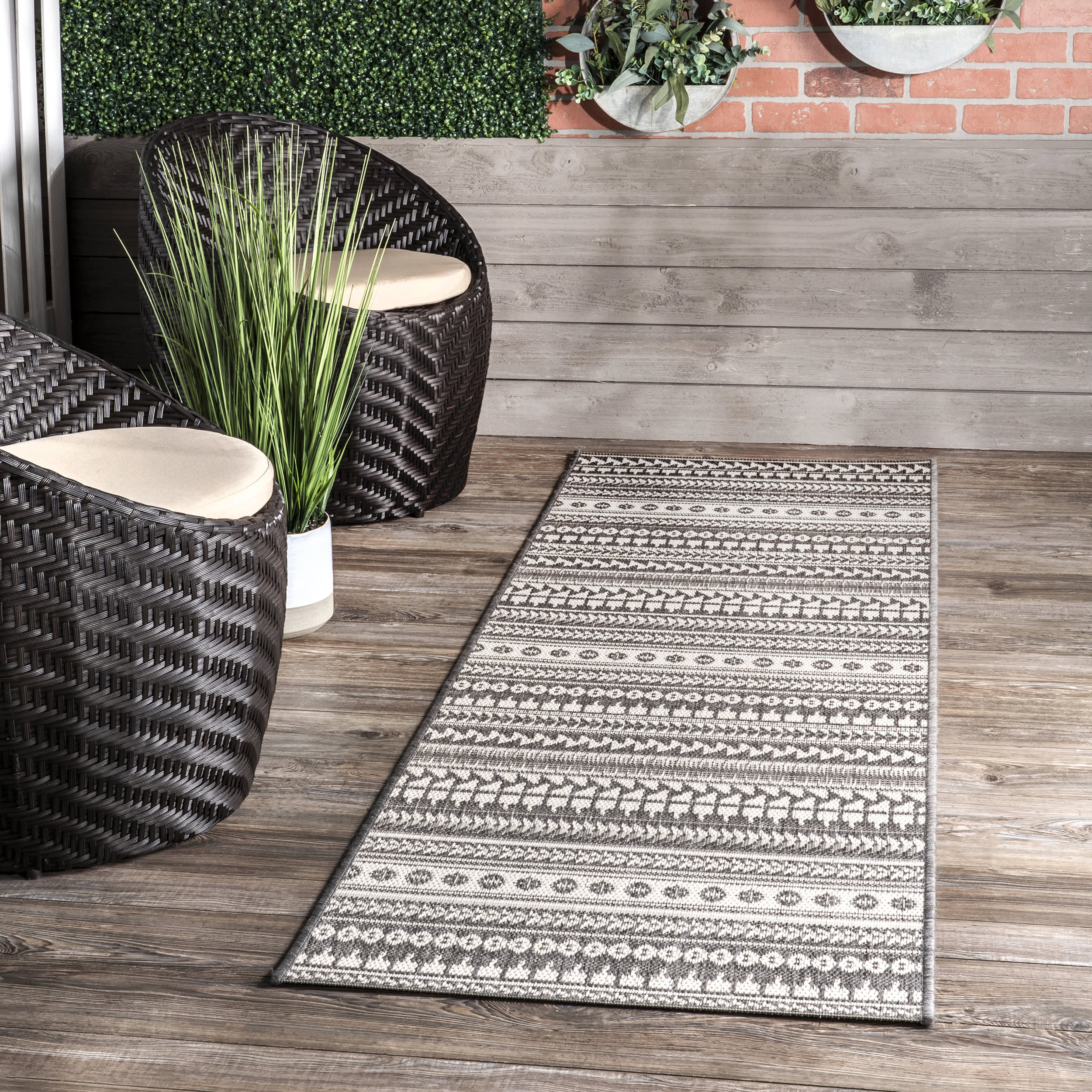 Aztec Bands Indoor/Outdoor Rug | Grey - Image 2