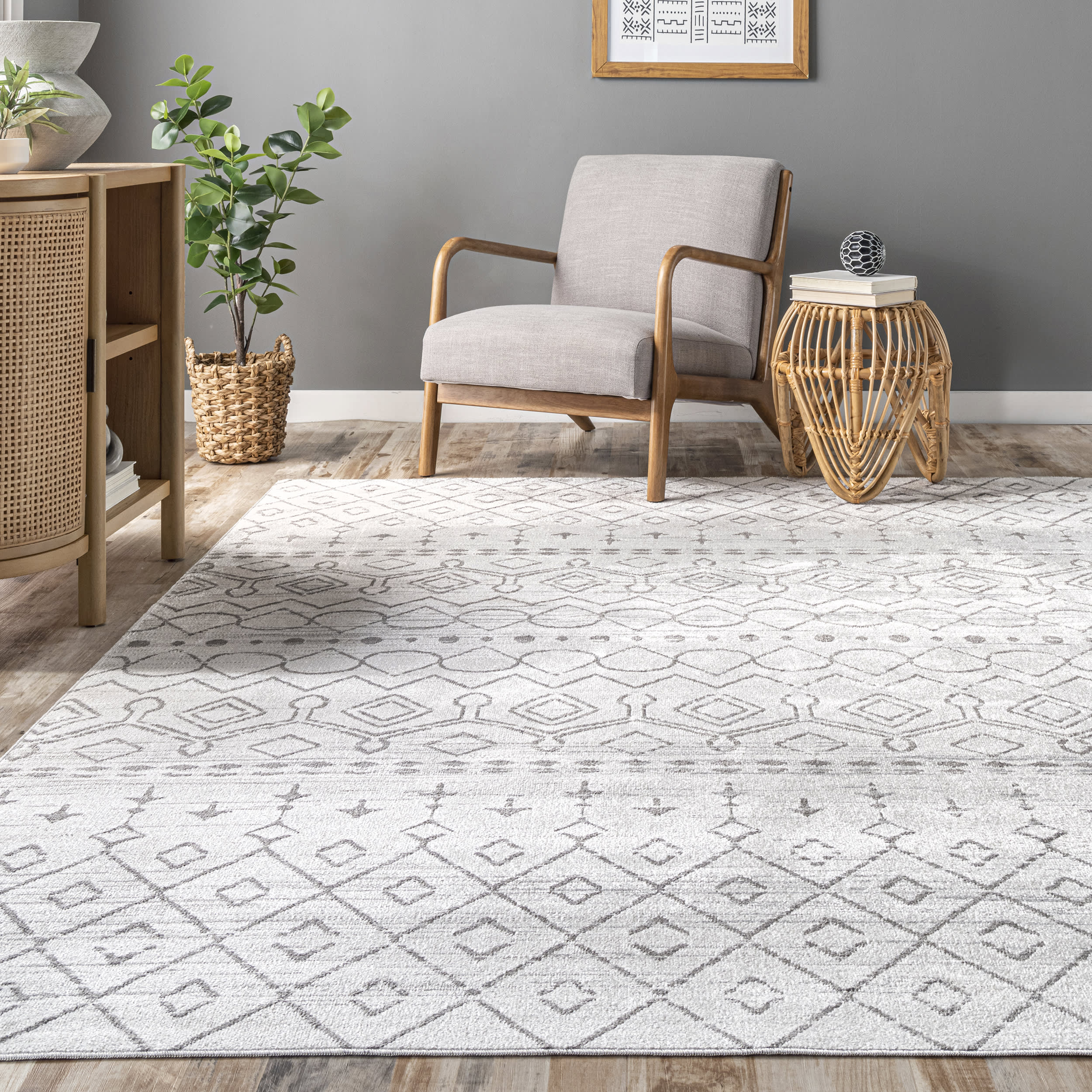 Bailey Washable Geometric Rug | Ivory - Image 4