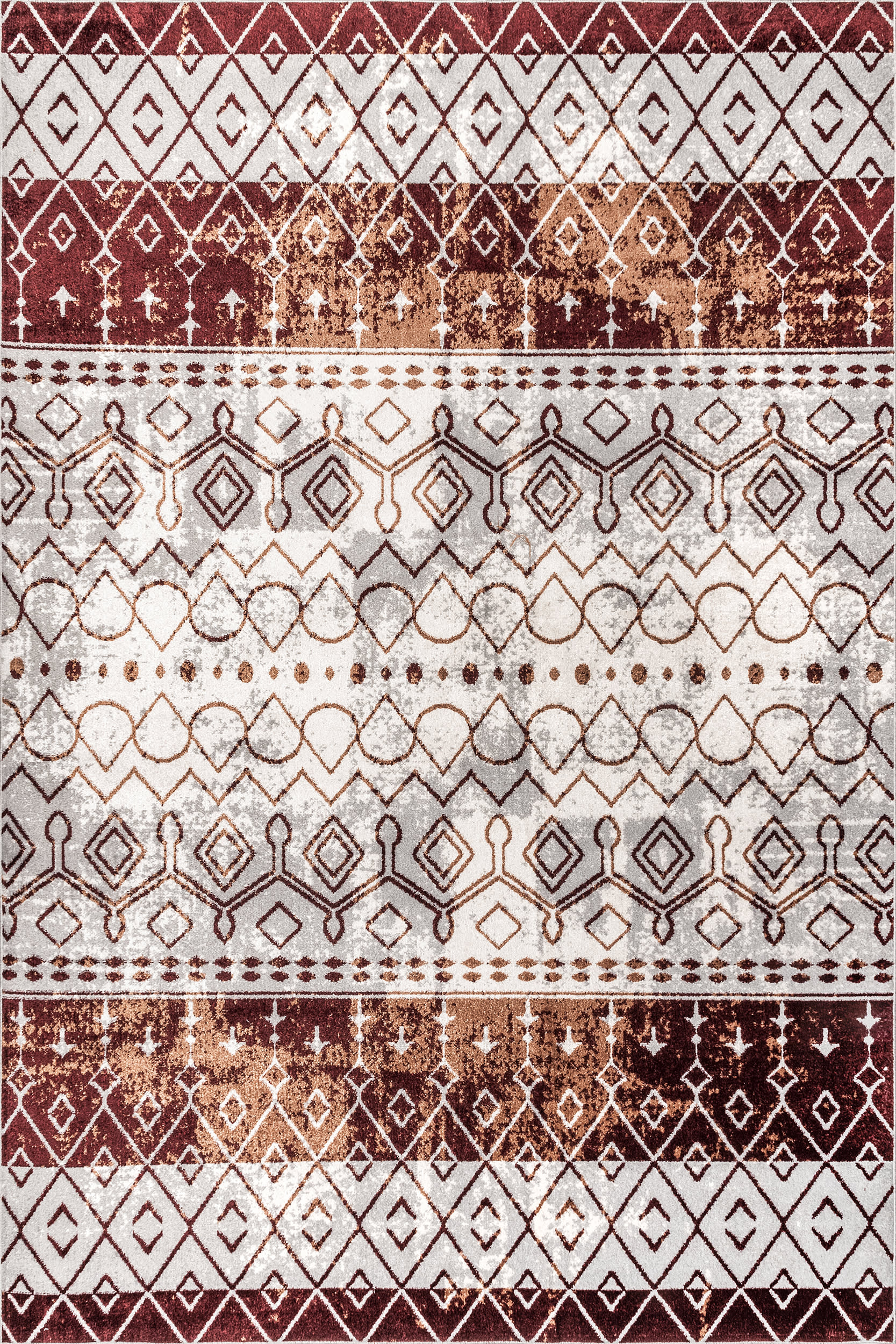 Bailey Washable Geometric Rug | Red