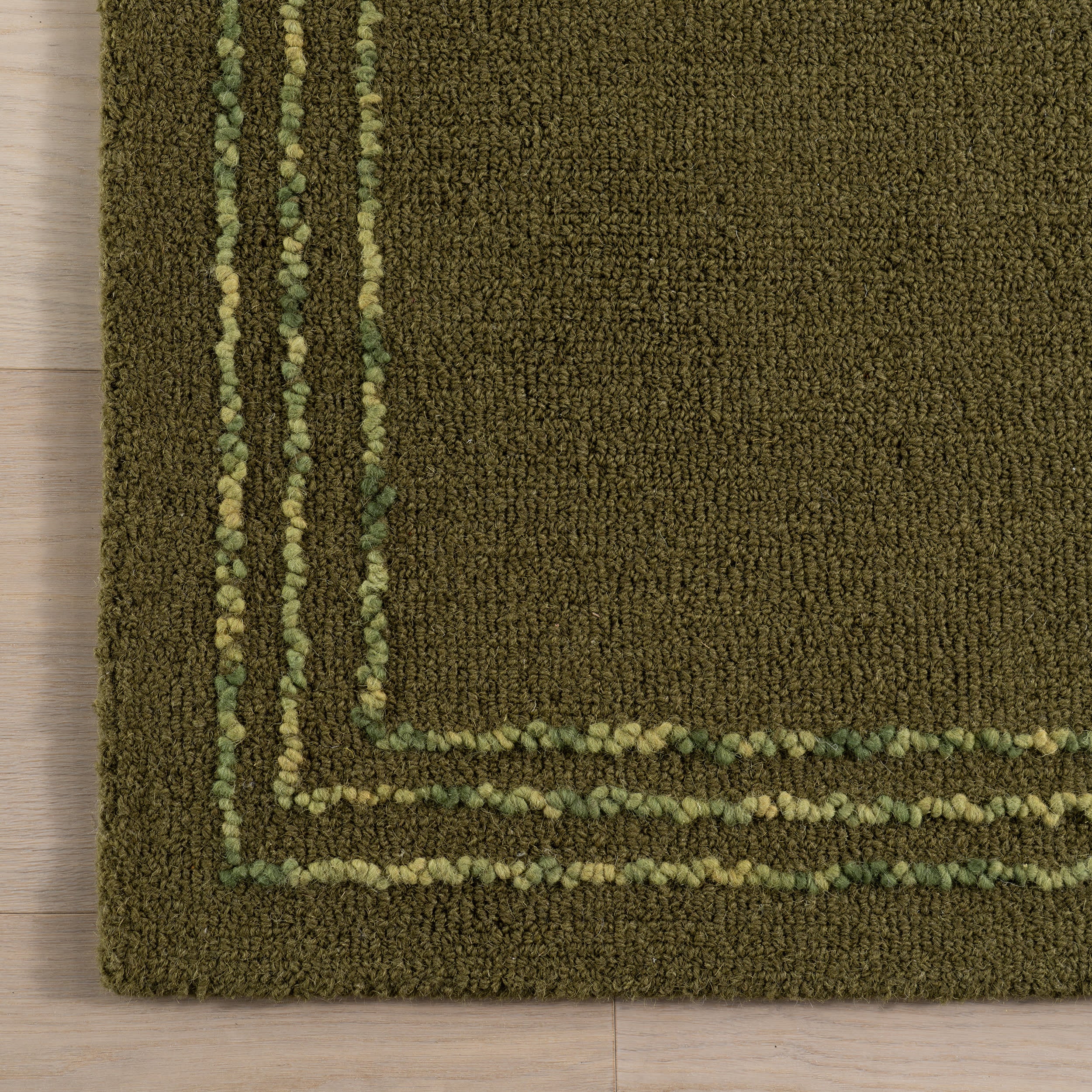 Baina Modern Bordered Rug | Green - Image 4