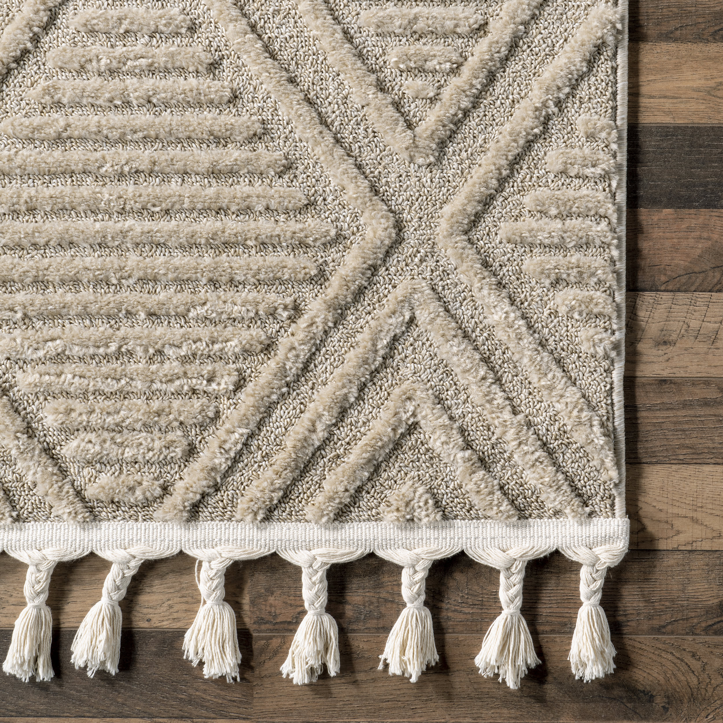 Balboa Textured Tile Rug | Beige - Image 3