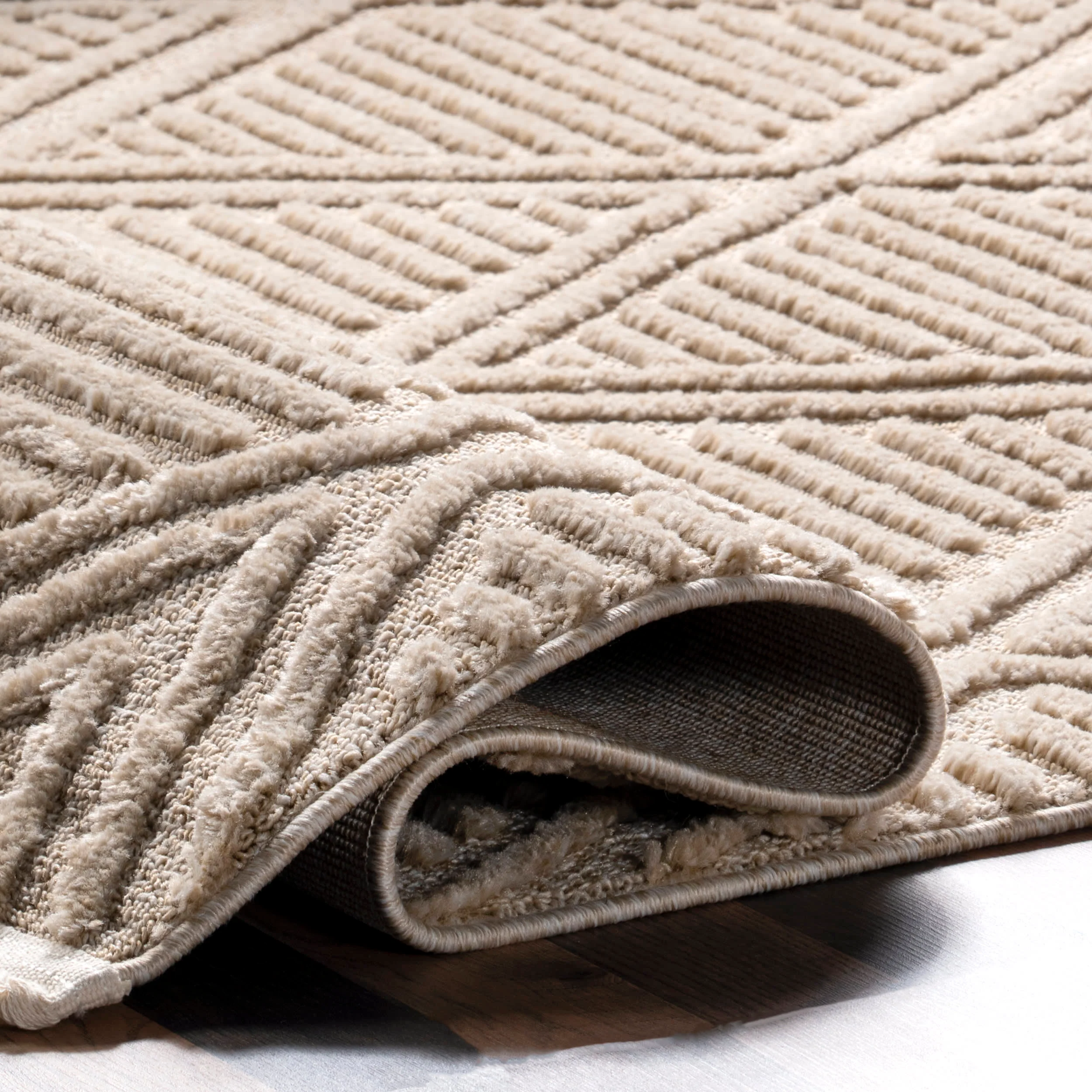 Balboa Textured Tile Rug | Beige - Image 7