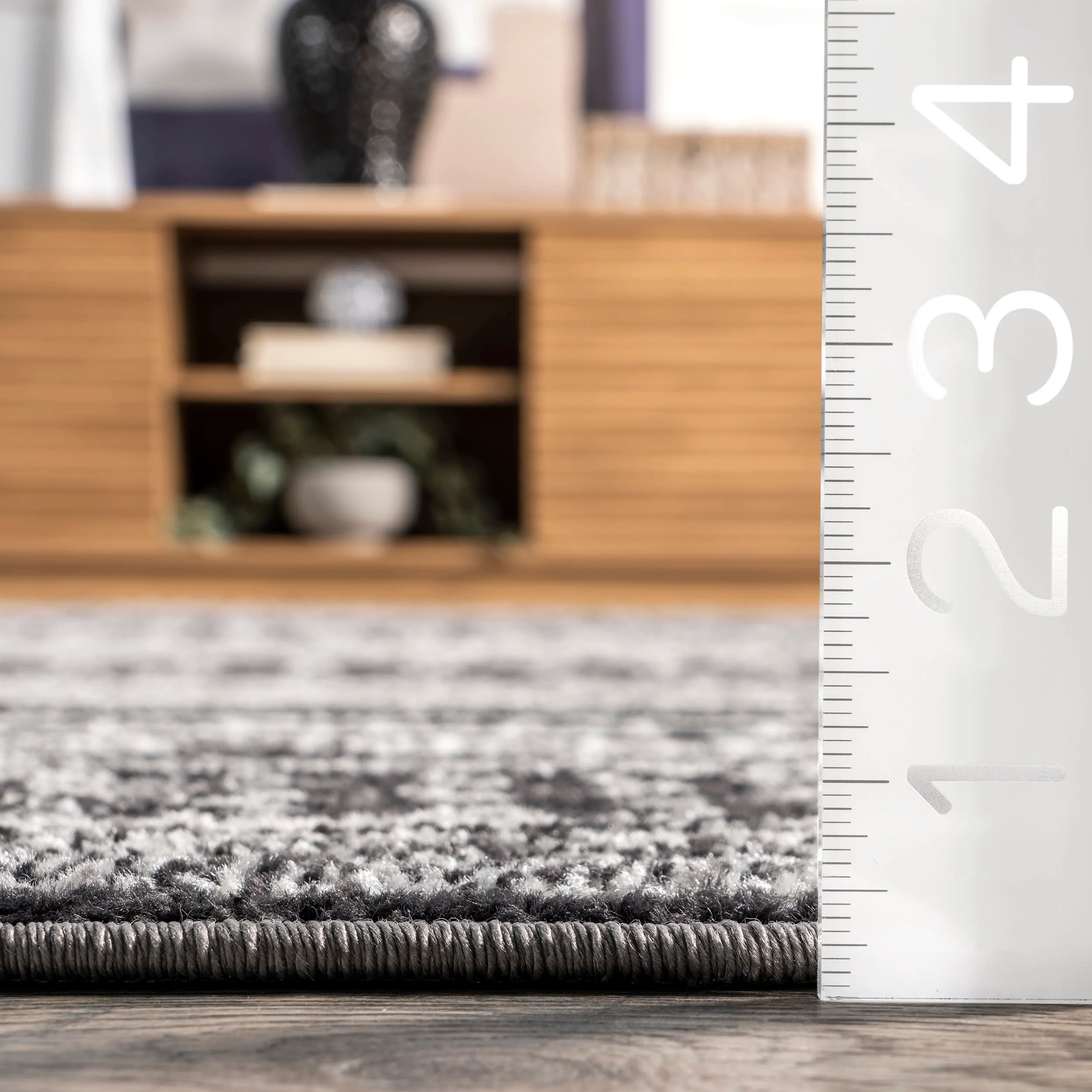 Banded Abacus And Stripes Rug | Dark Grey - Image 5
