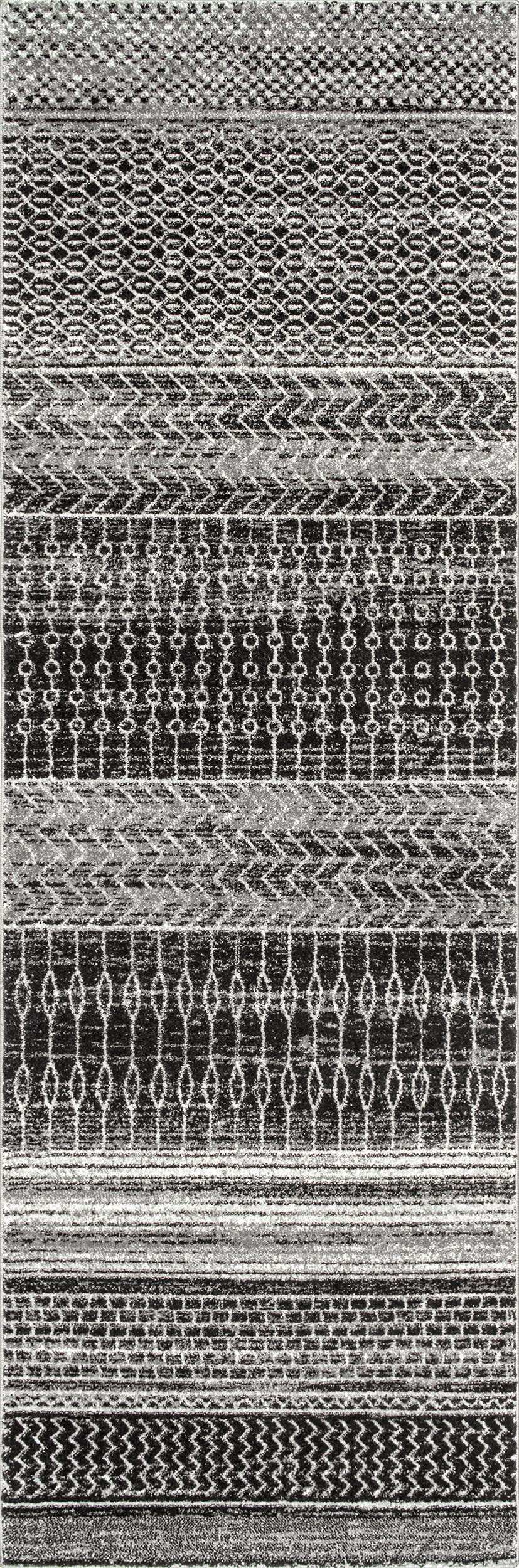 Banded Abacus And Stripes Rug | Dark Grey