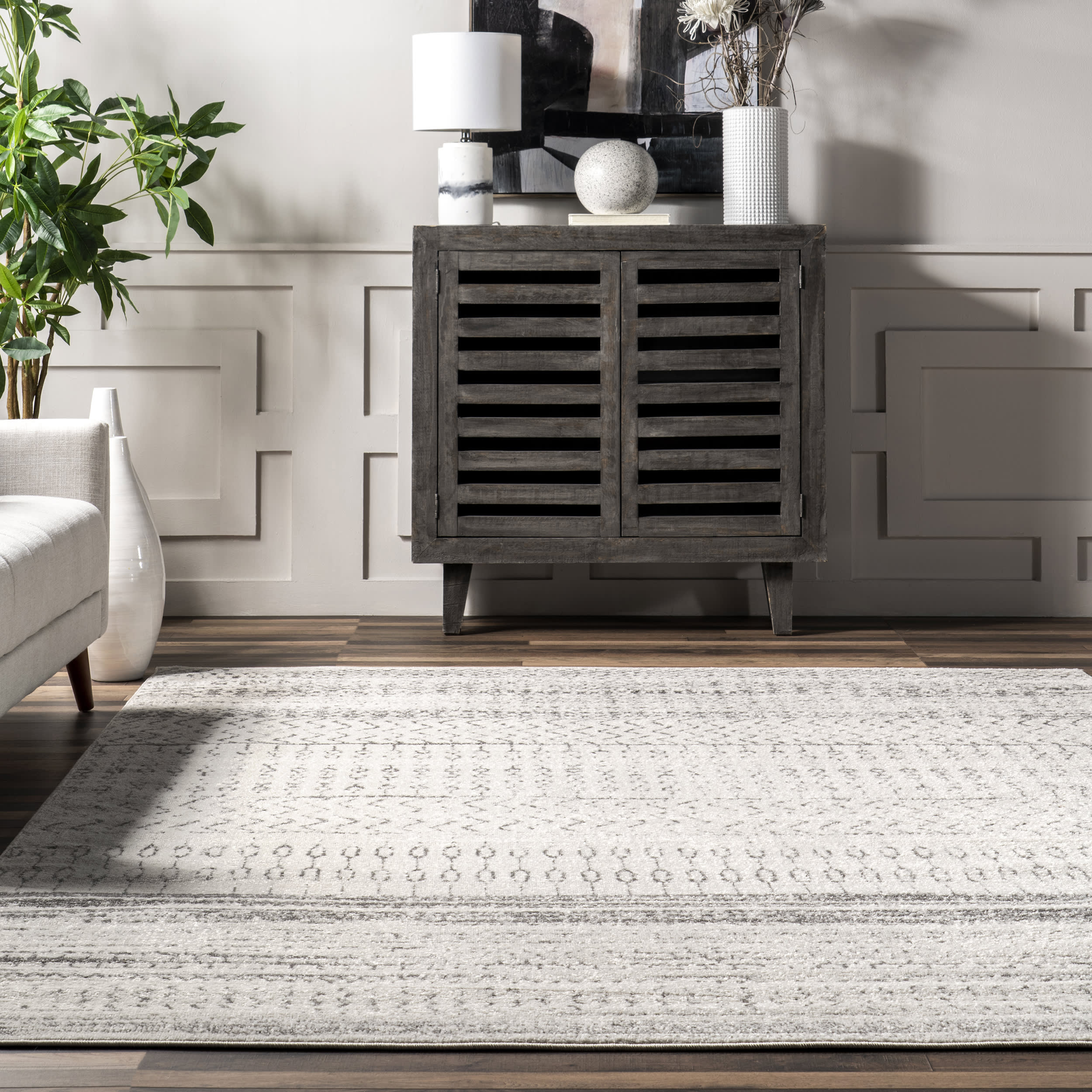 Banded Abacus And Stripes Rug | Grey - Image 4