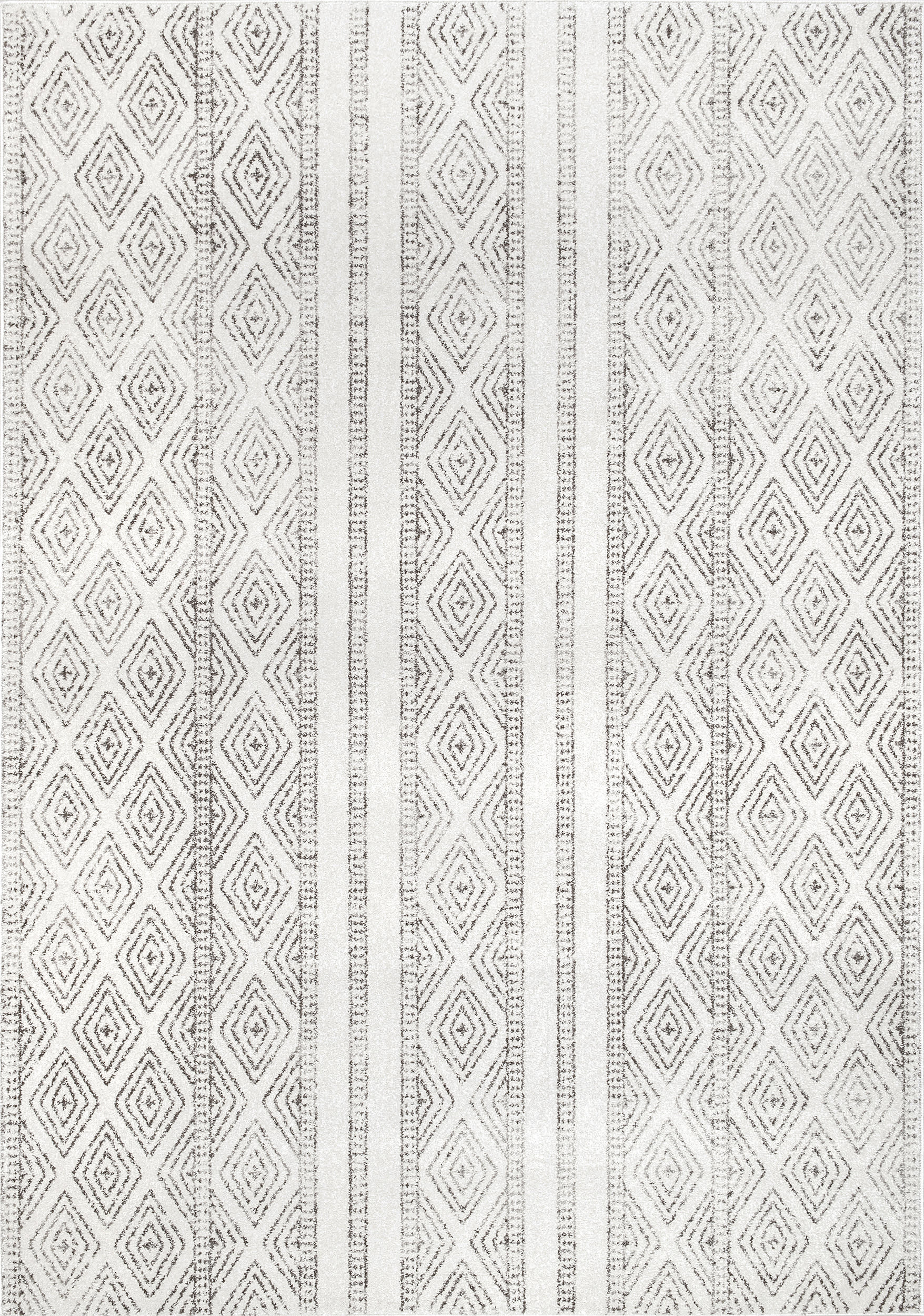 Banded Bird Eye Diamonds Rug | Grey