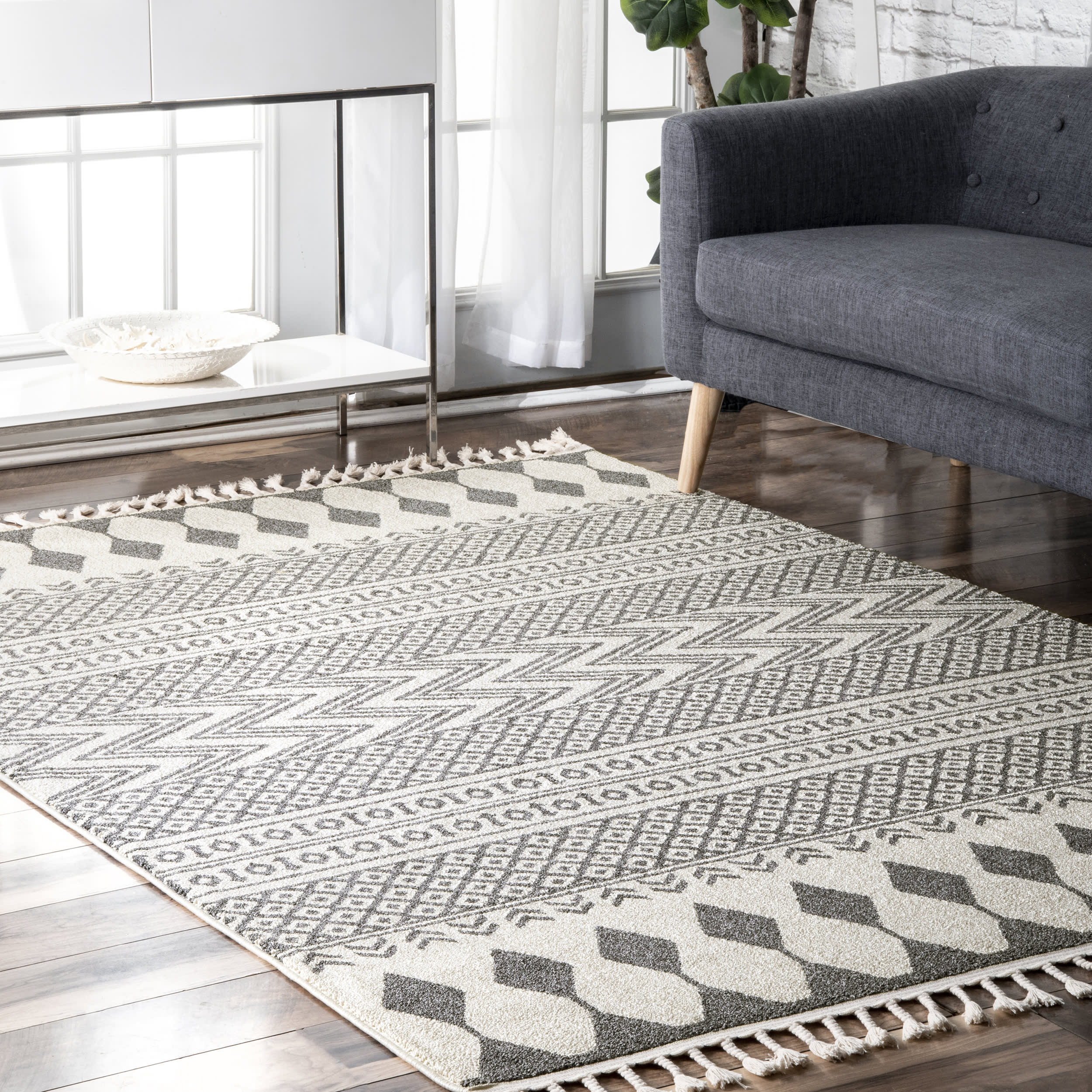 Banded Indoor/Outdoor Rug | Beige - Image 2