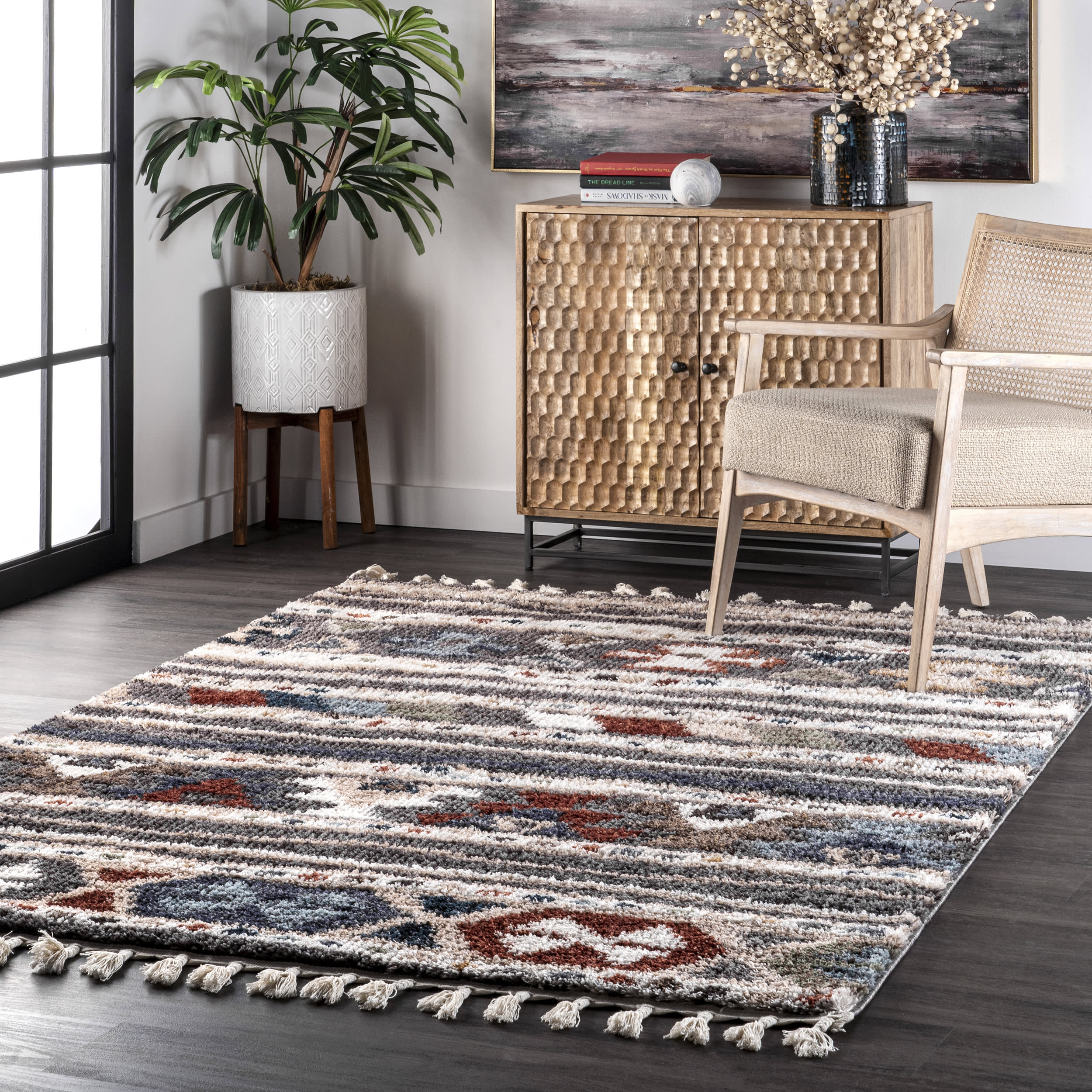 Banded Shag Rug | Multicolor - Image 2