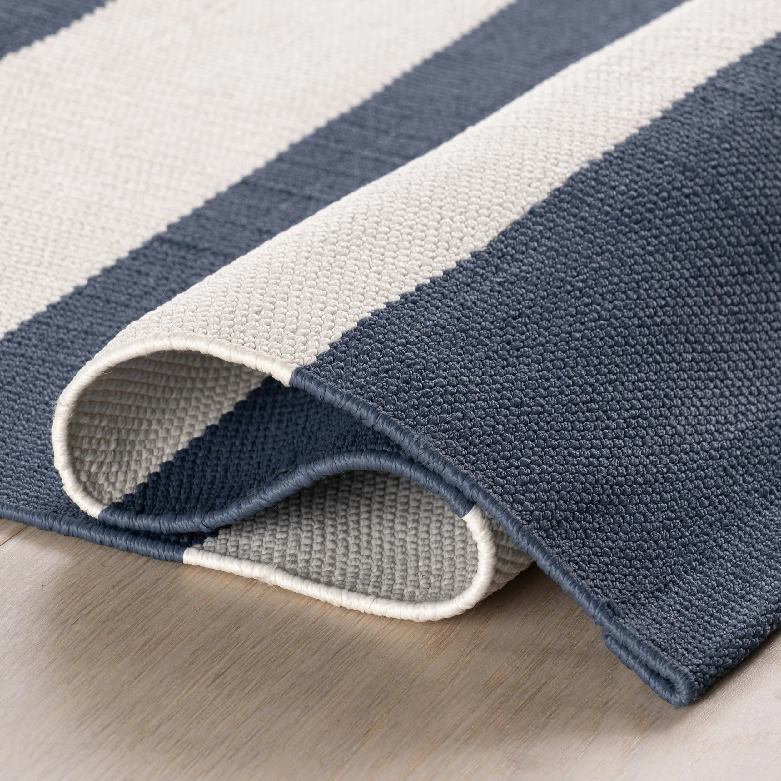 Banks Stripe Handwoven Indoor/Outdoor Rug | Navy - Image 5