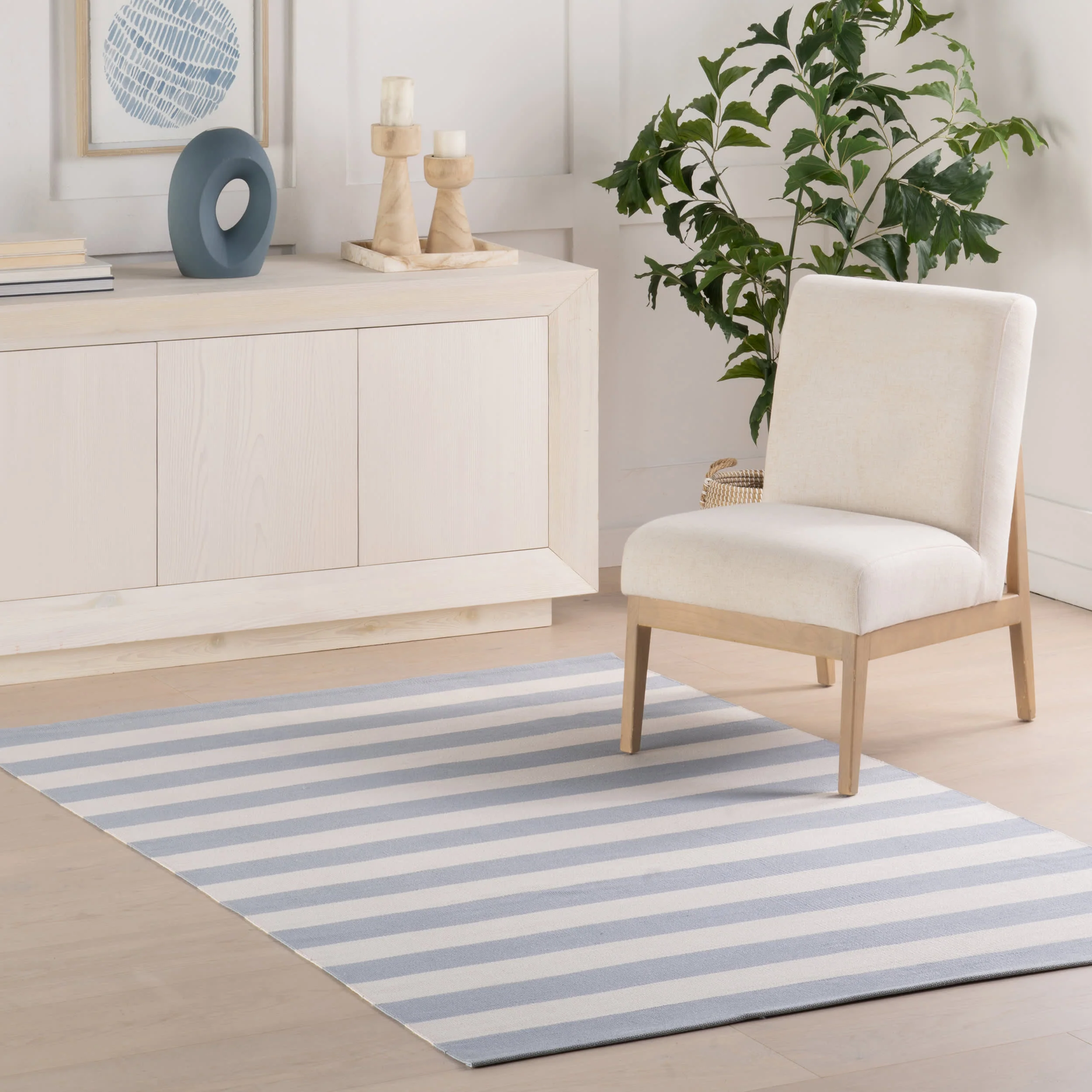 Banks Stripe Handwoven Indoor/Outdoor Rug | Swedish Blue - Image 2