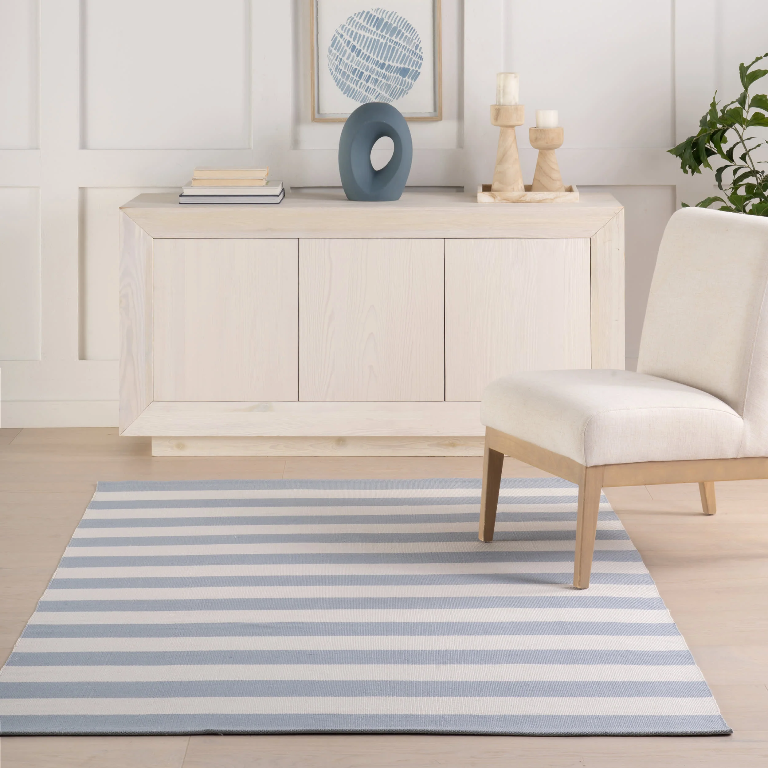 Banks Stripe Handwoven Indoor/Outdoor Rug | Swedish Blue - Image 4