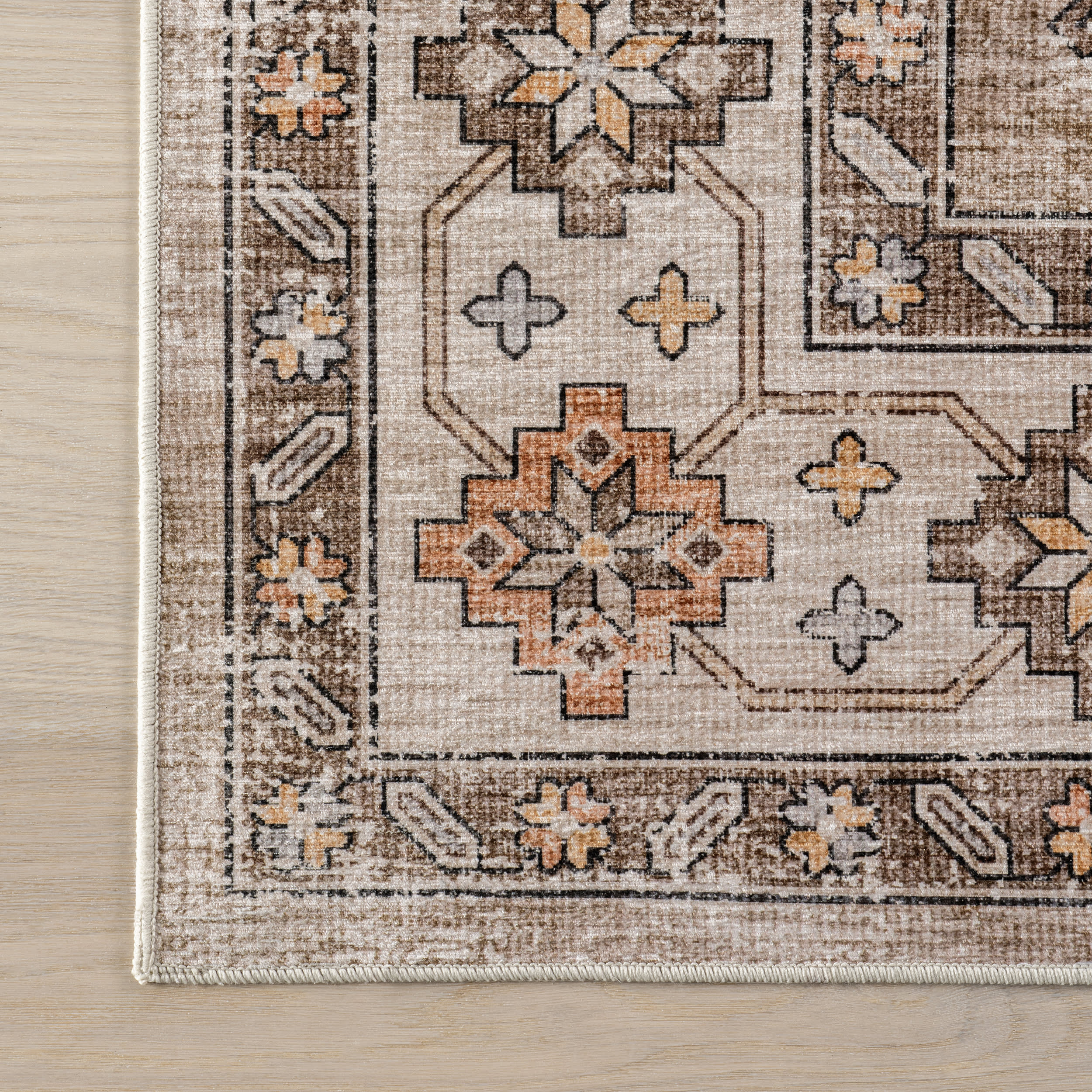 Barbary Distressed Spill Proof Washable Rug | Beige - Image 4