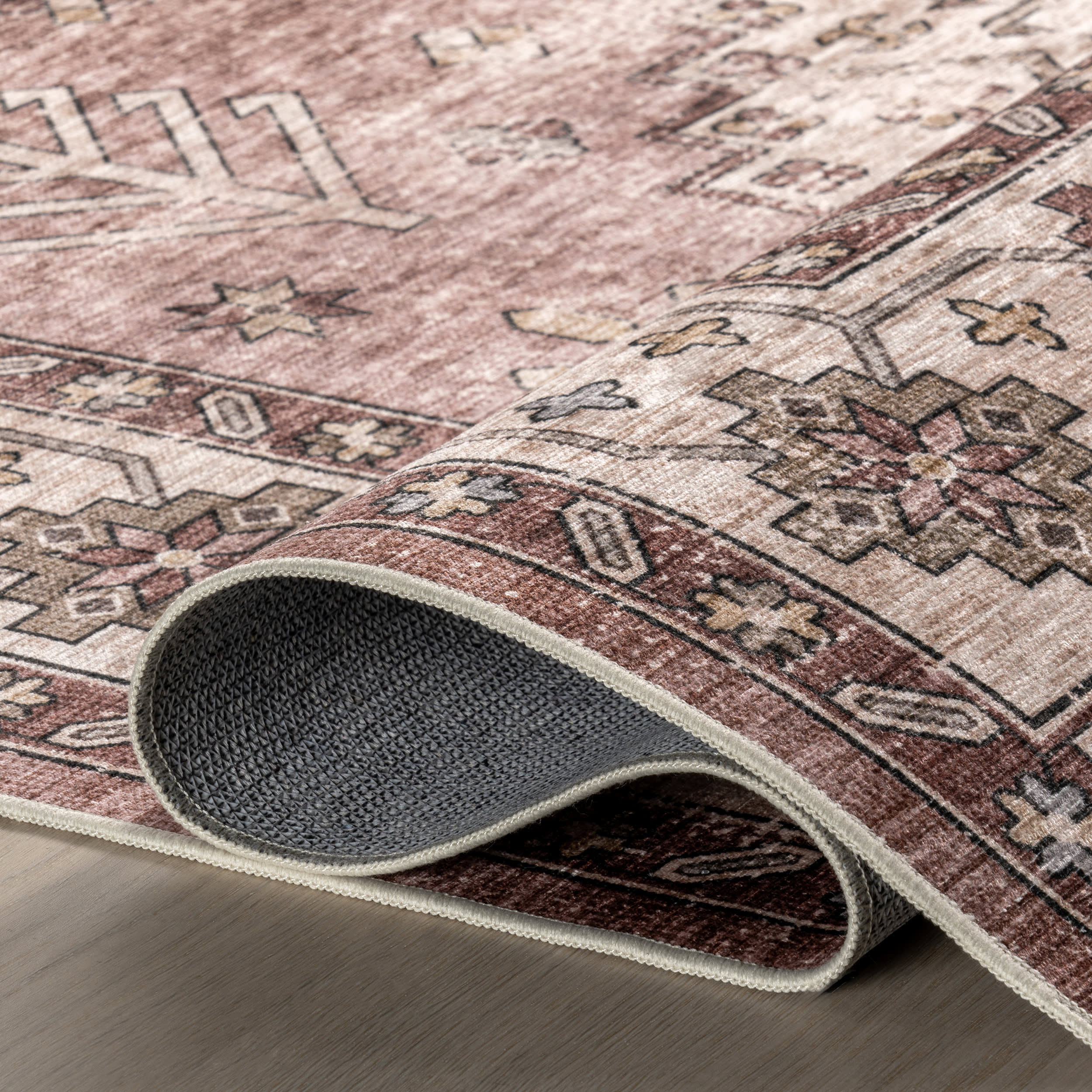 Barbary Distressed Spill Proof Washable Rug | Blush - Image 9