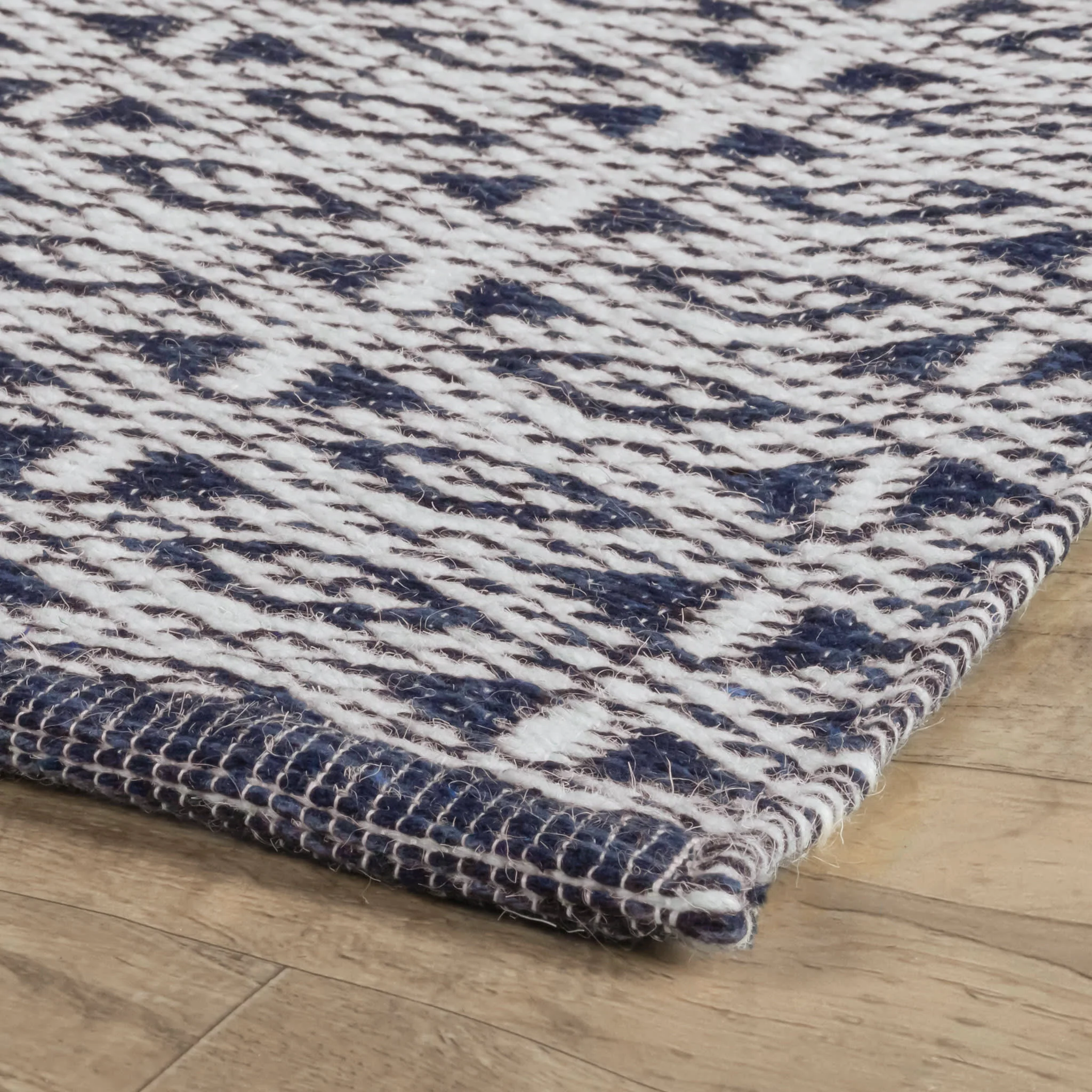 Bare Handwoven Cotton Rug | Blue - Image 4