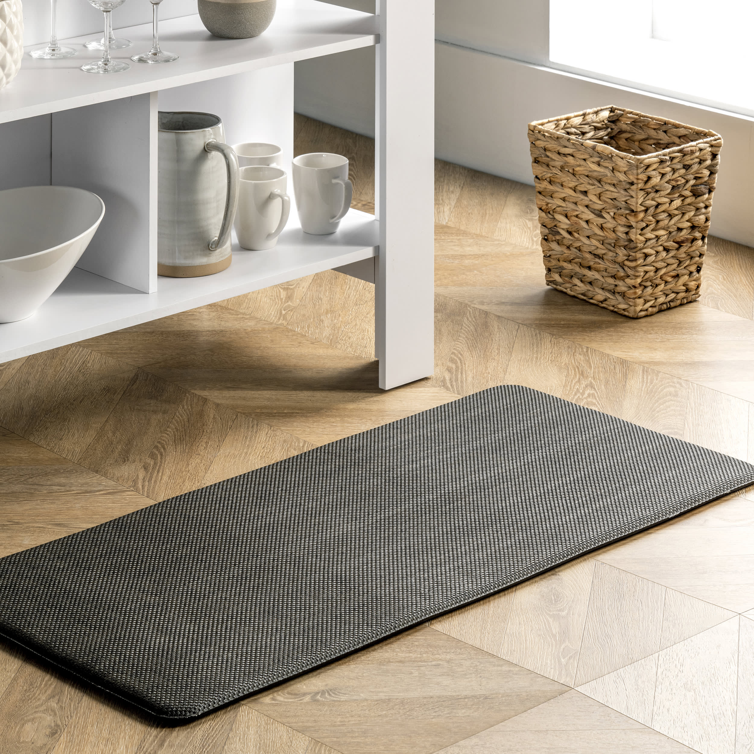 Basketweave Woven Anti-Fatigue Mat | Dark Brown - Image 2