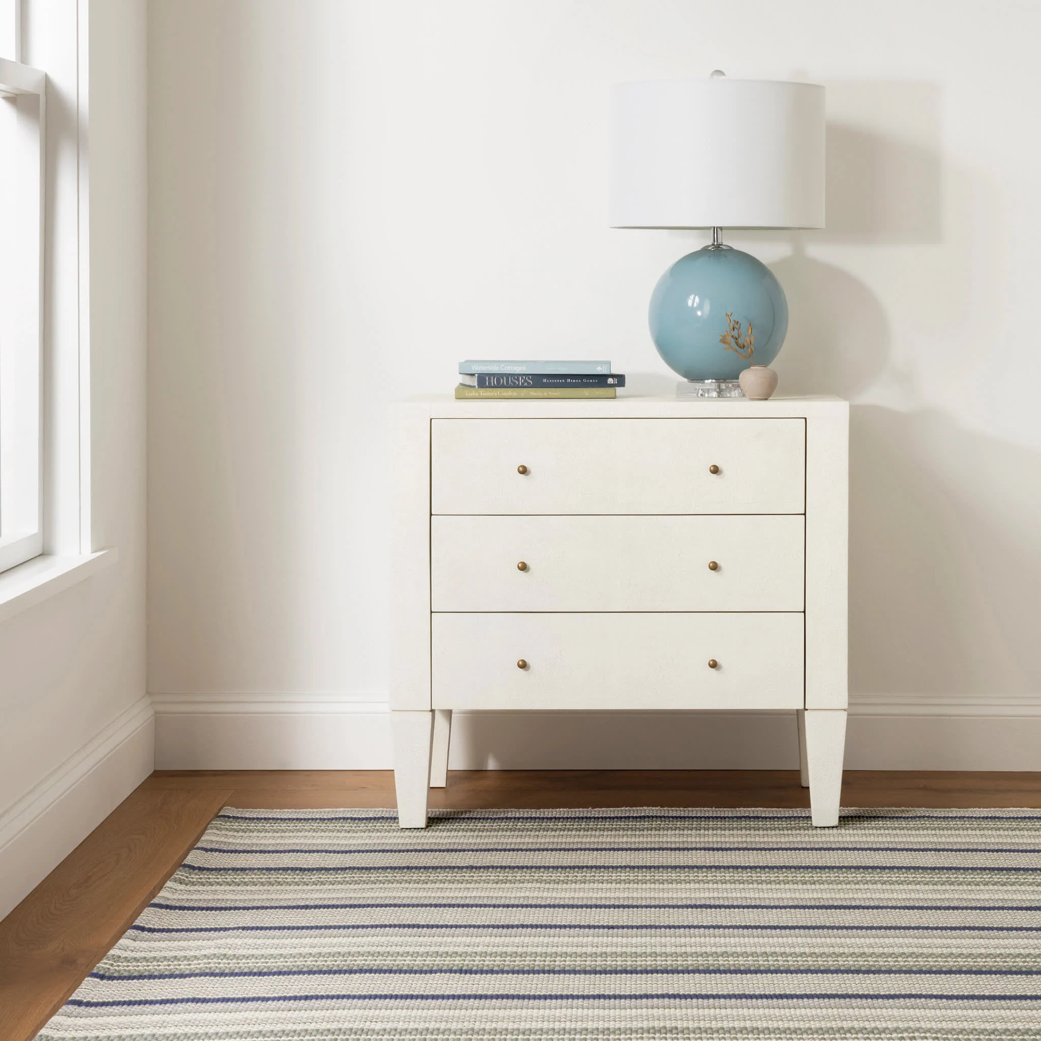 Bay Stripe Handwoven Cotton Rug | Blue - Image 3