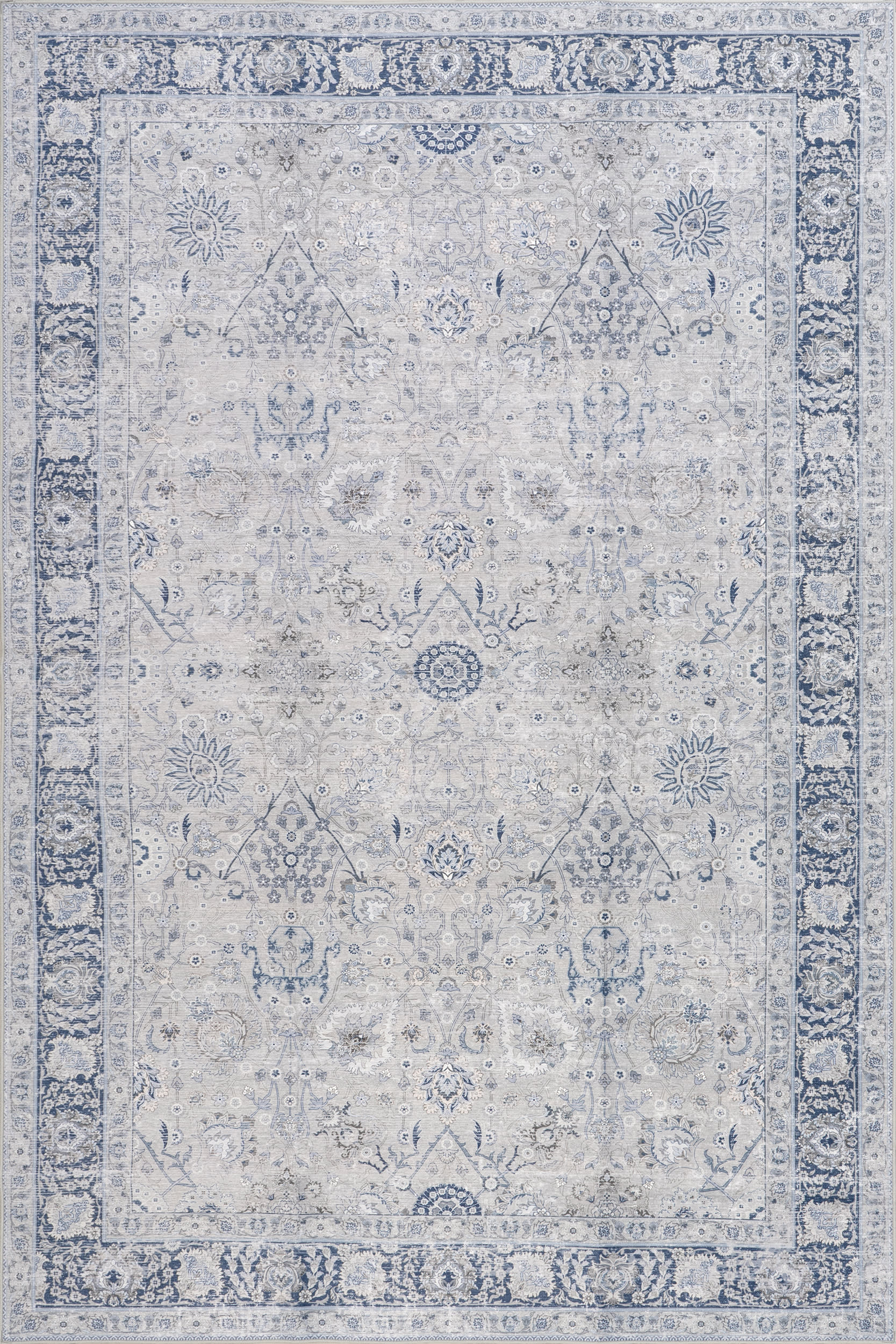 Bayberry Spill Proof Vintage Washable Rug | Light Blue