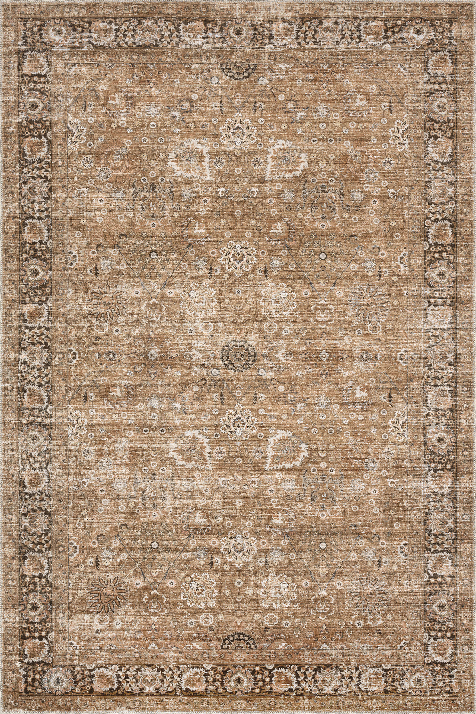 Bayberry Vintage Washable Rug | Light Brown
