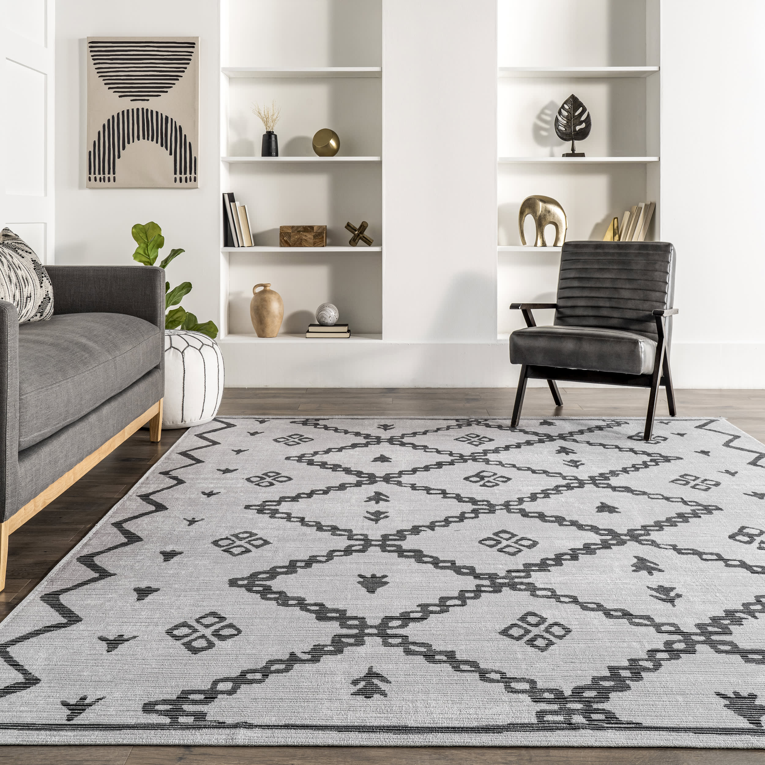 Beatrice Washable Trellis Rug | Ivory - Image 4