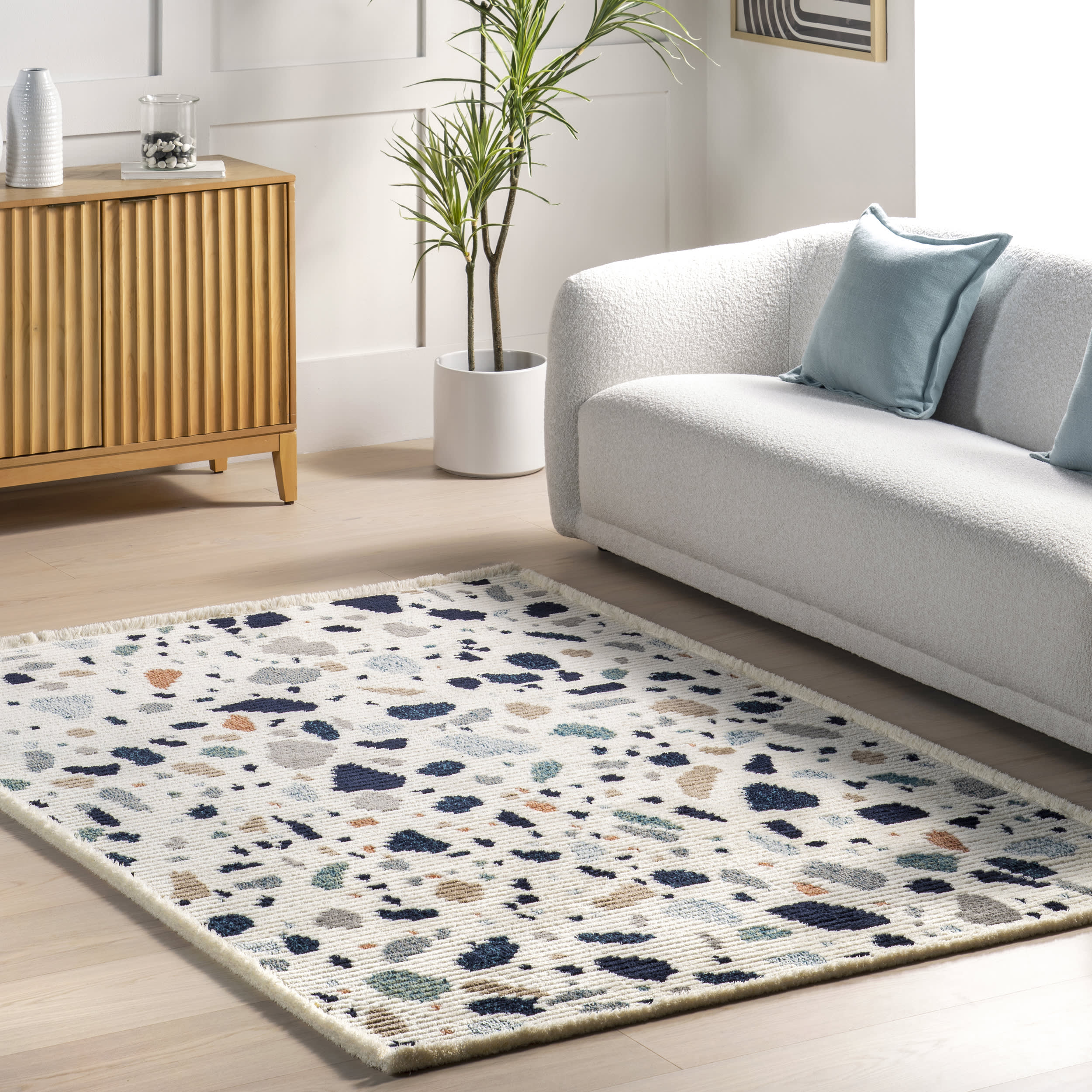 Becca Terrazzo Tile Rug | Blue Multicolor - Image 2