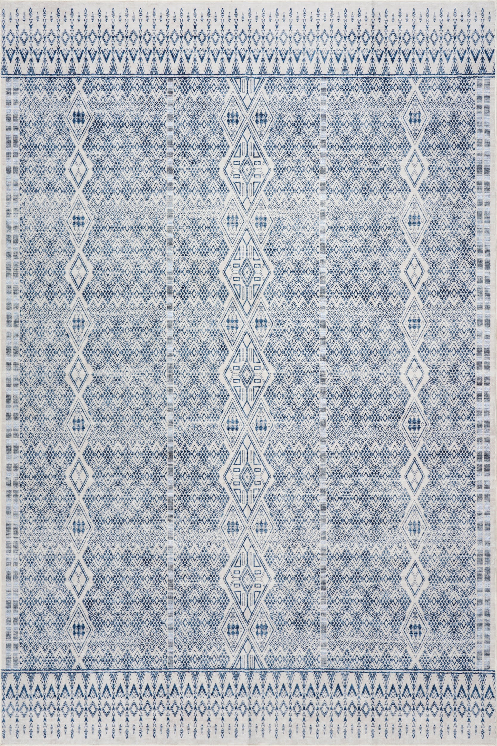 Benica Modern Geometric Washable Rug | Blue