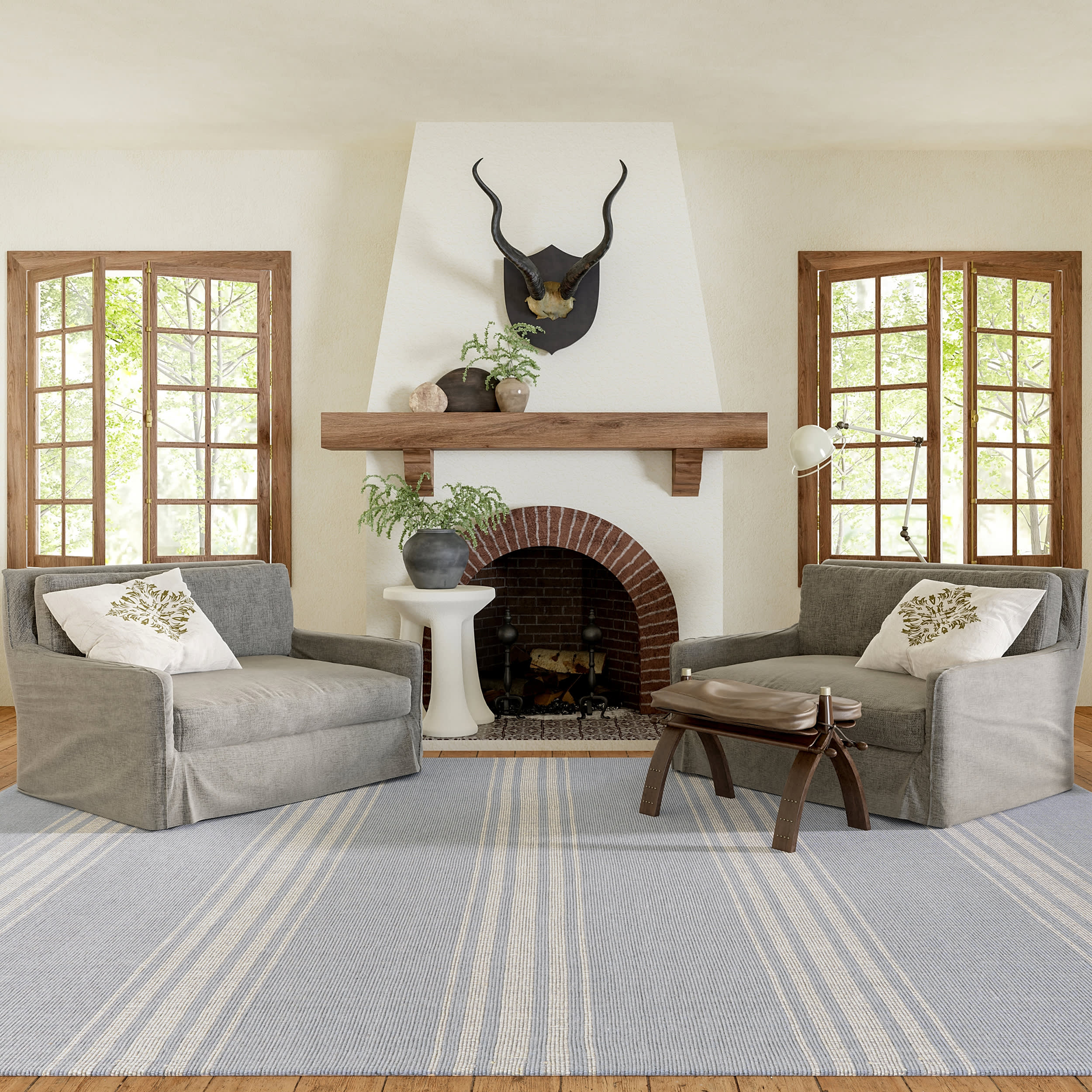 Bergamot Striped Cotton Rug | Blue Grey - Image 2