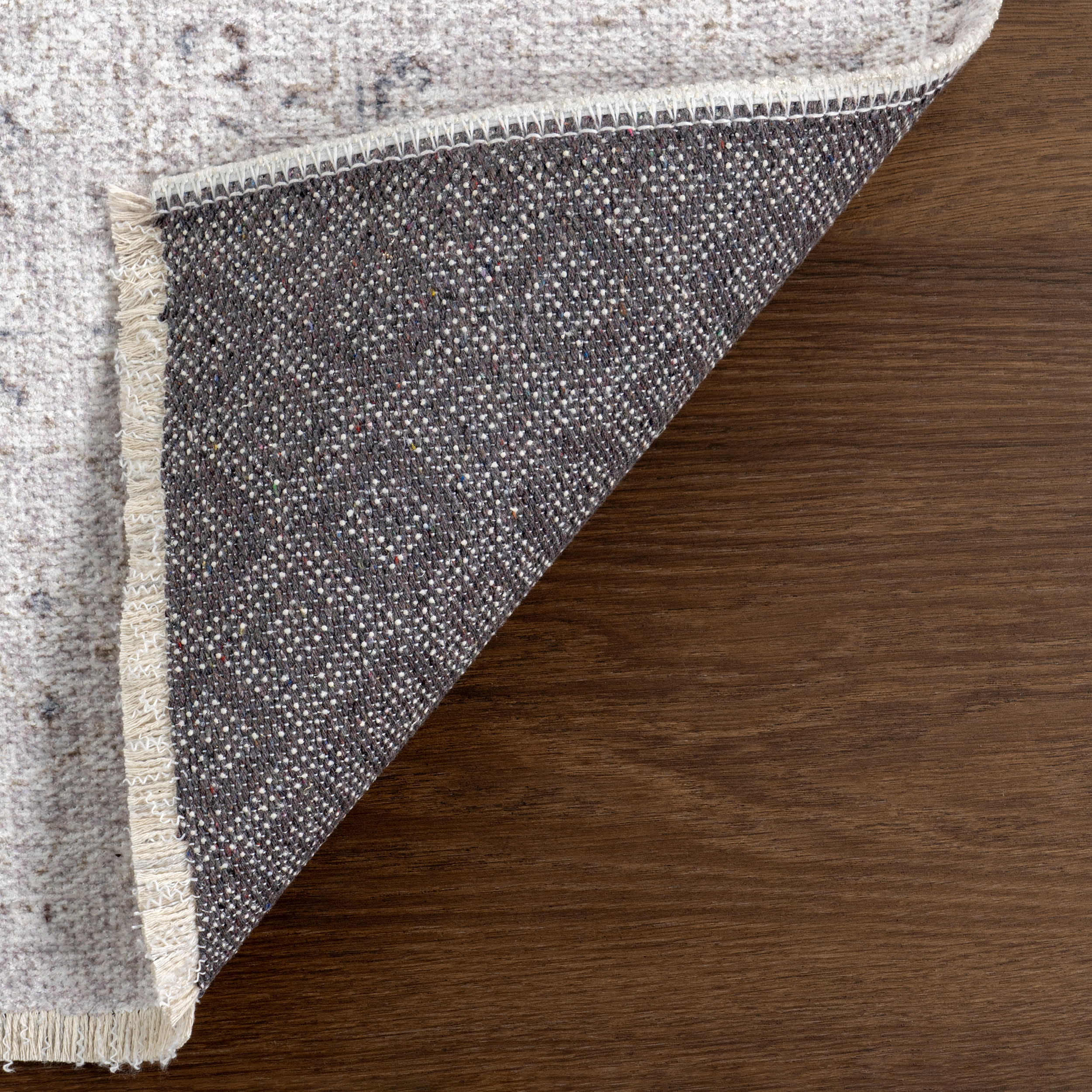 Bessie Fringed Vintage Medallion Washable Rug | Pink Beige - Image 7