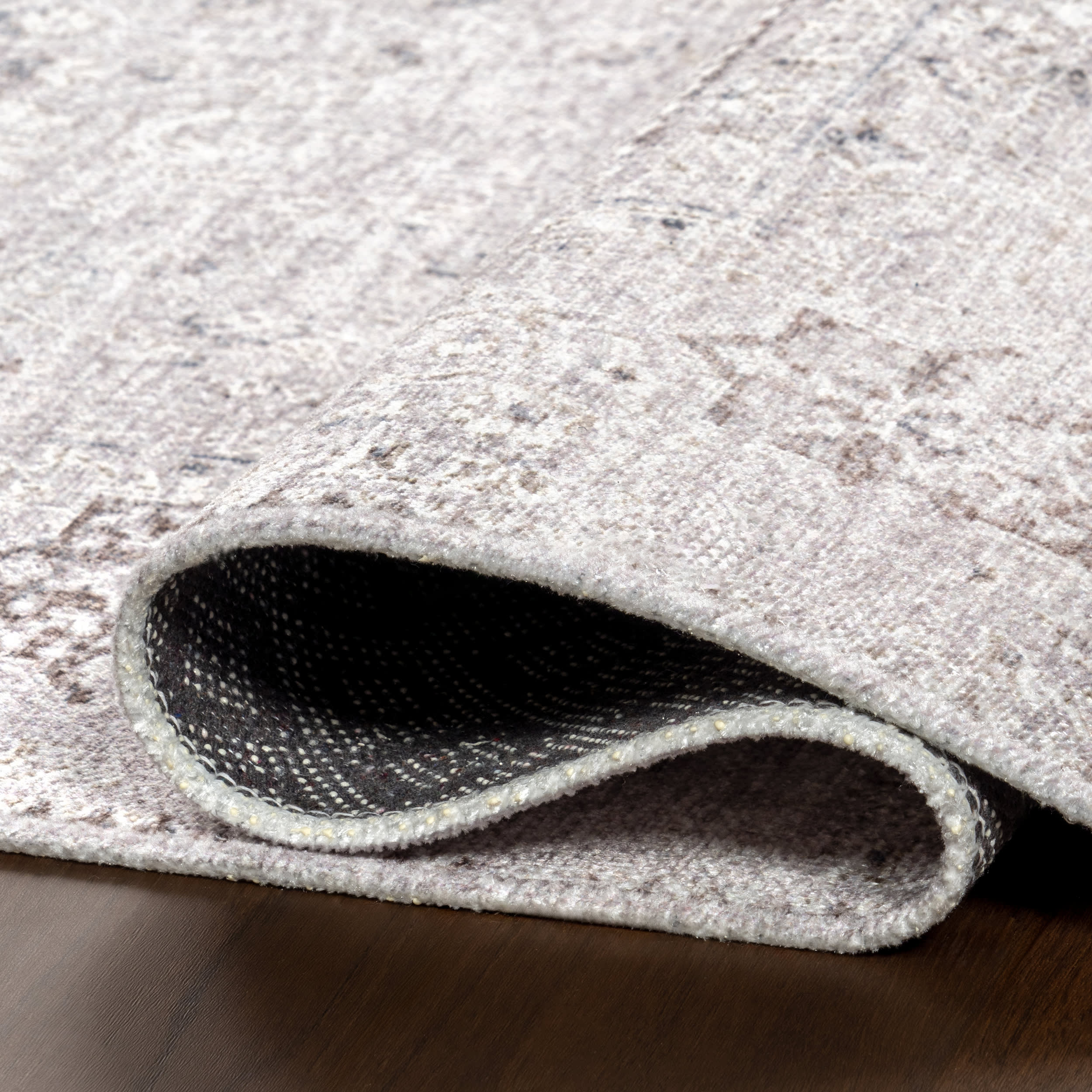 Bessie Fringed Vintage Medallion Washable Rug | Pink Beige - Image 9