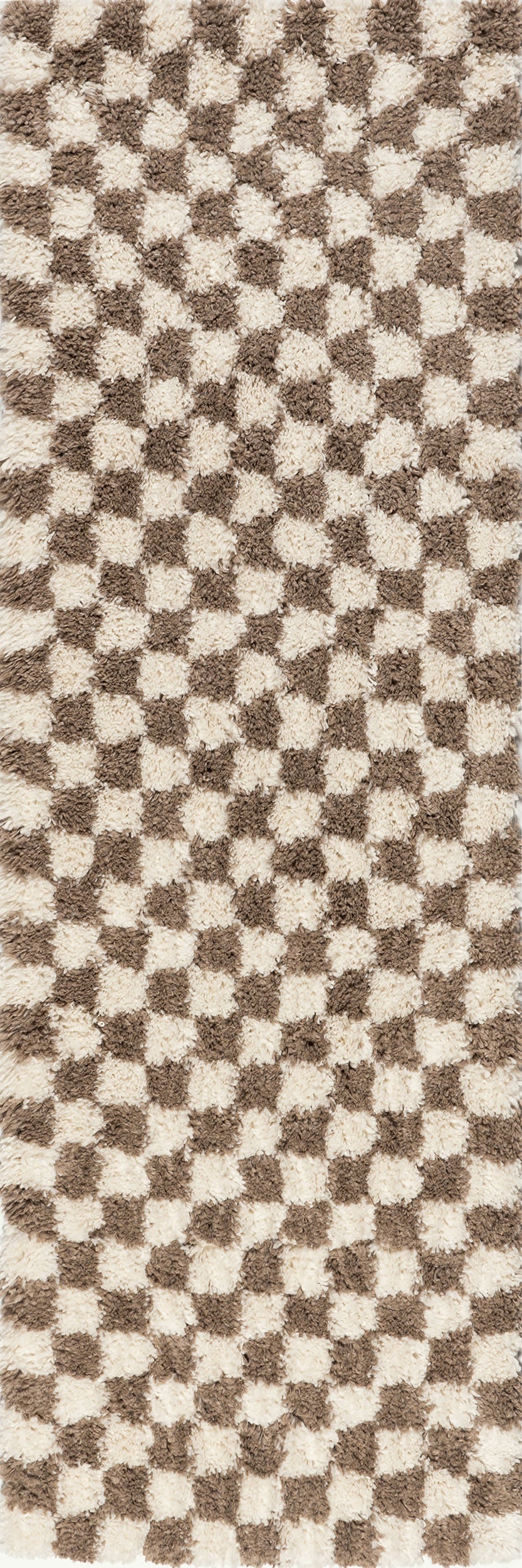 Bettie Retro Checkered Shag Rug | Beige
